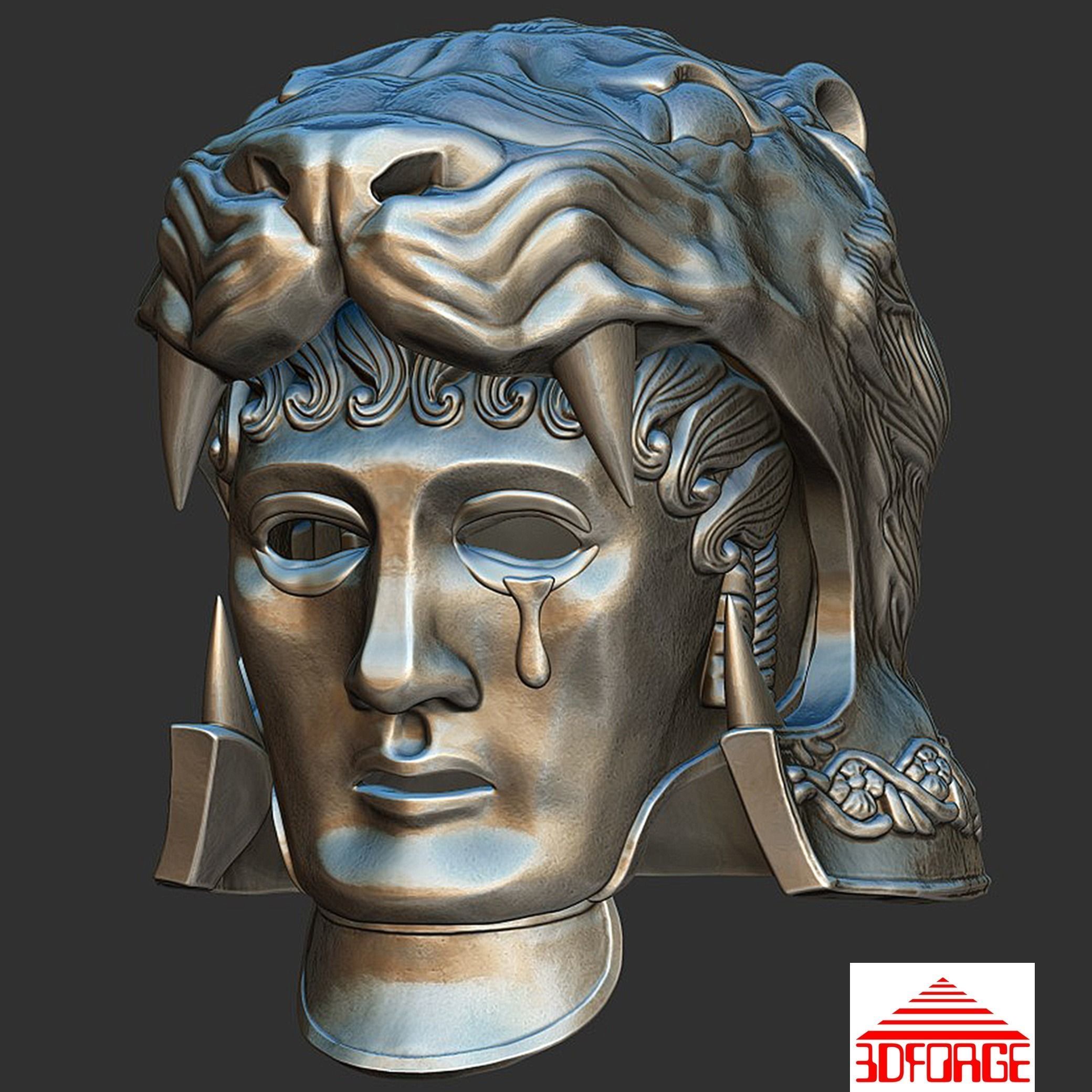 Tigris of Gaul Helmet with movable mask 3D print model_3