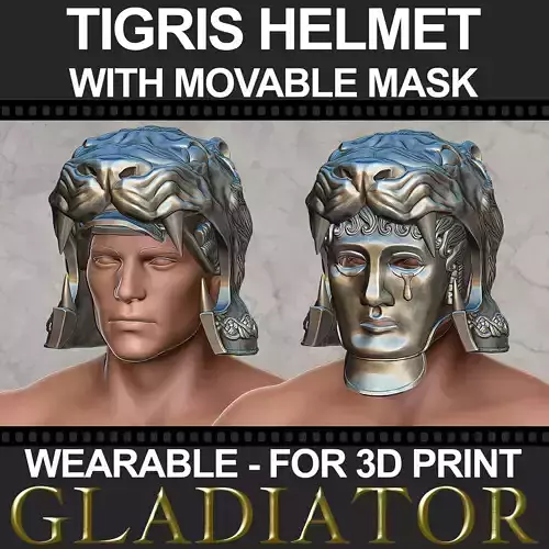 Tigris of Gaul Helmet with movable mask 3D print model