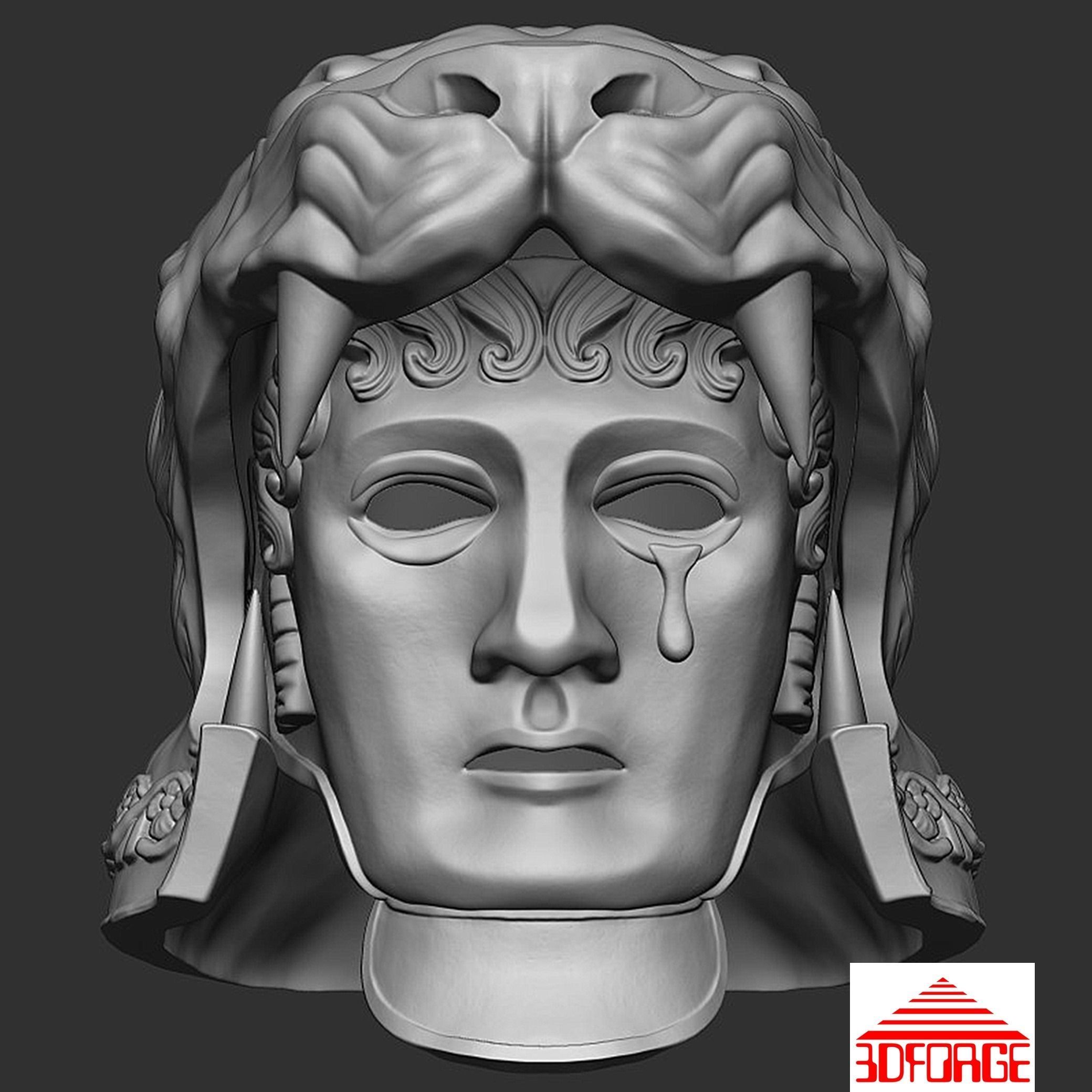 Tigris of Gaul Helmet with movable mask 3D print model_16
