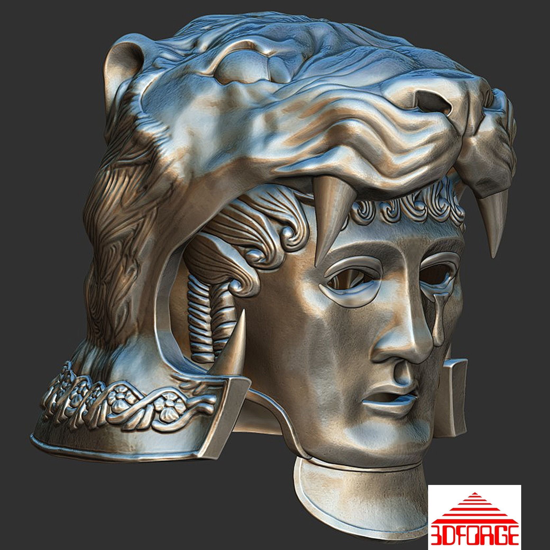 Tigris of Gaul Helmet with movable mask 3D print model_12