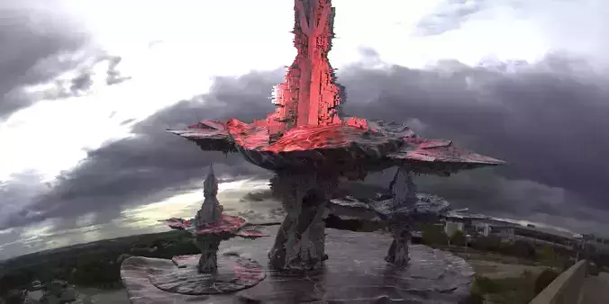 Sci-Fi Dark Alice Themed Mushroom City 3D model