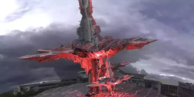 Sci-Fi Dark Alice Themed Mushroom City Towers collection 3D model