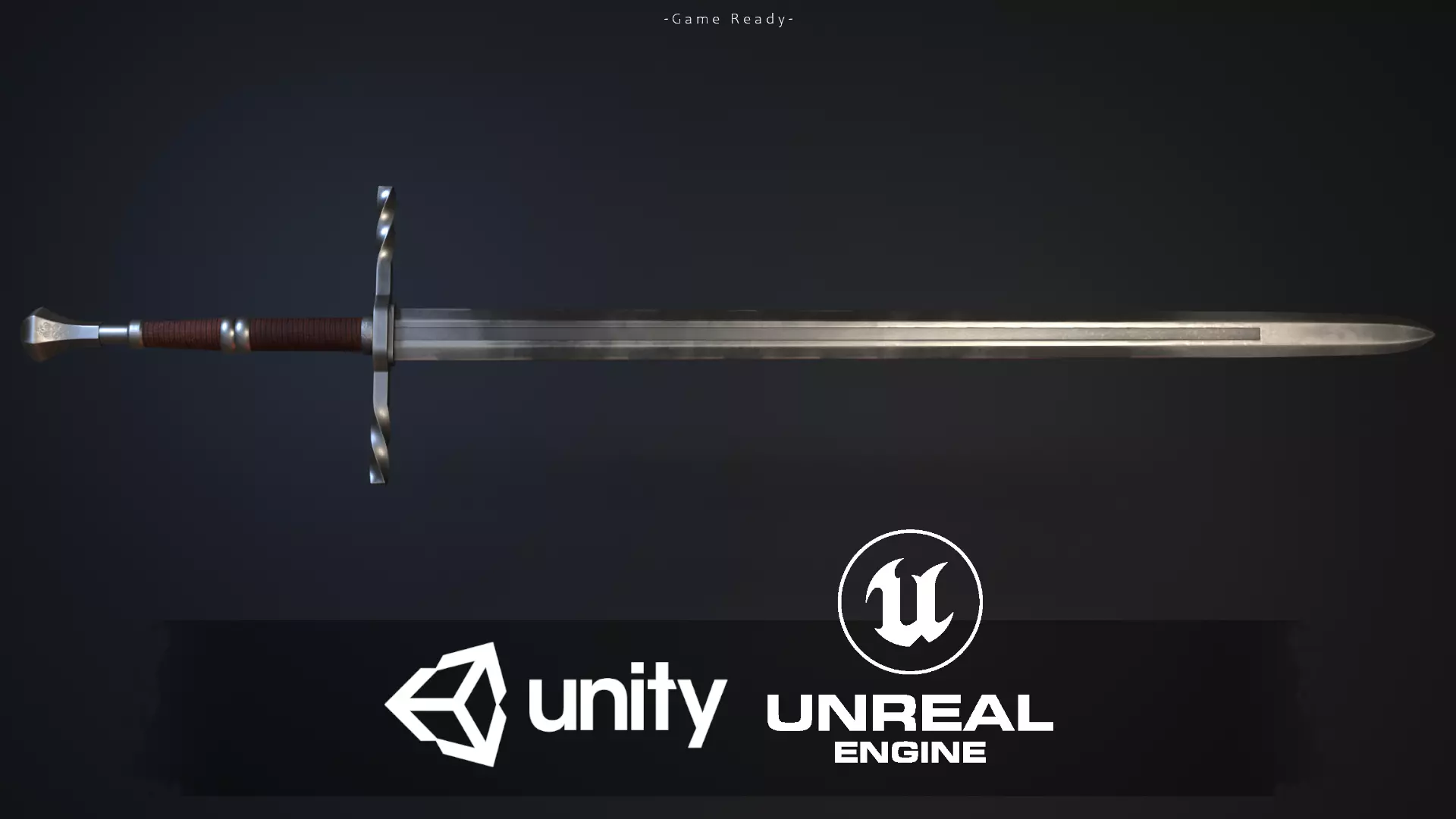 Medieval Longsword Low-poly 3D model