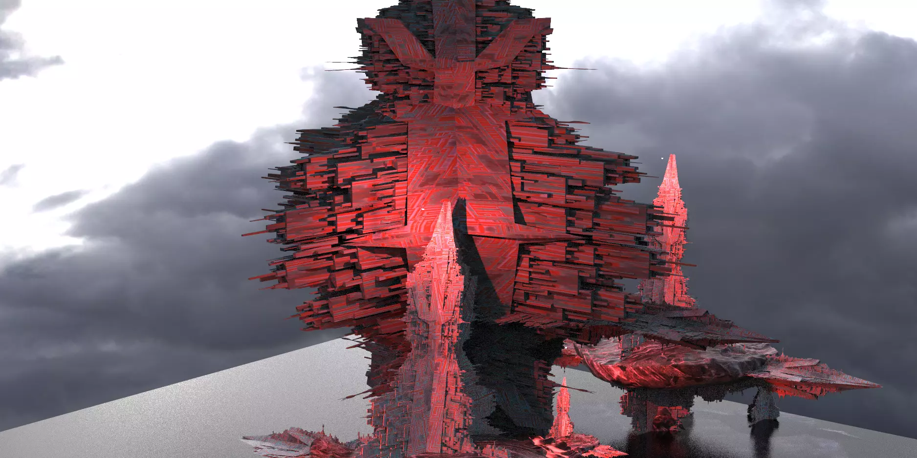 Sci-Fi Dark Alice Themed Mushroom City Structures  3D model_0