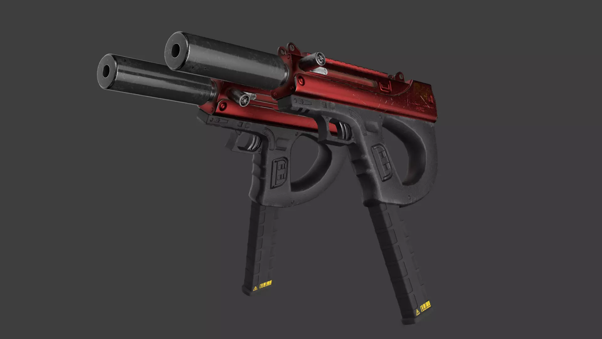 Futuristic SMG Low-poly 3D model_0