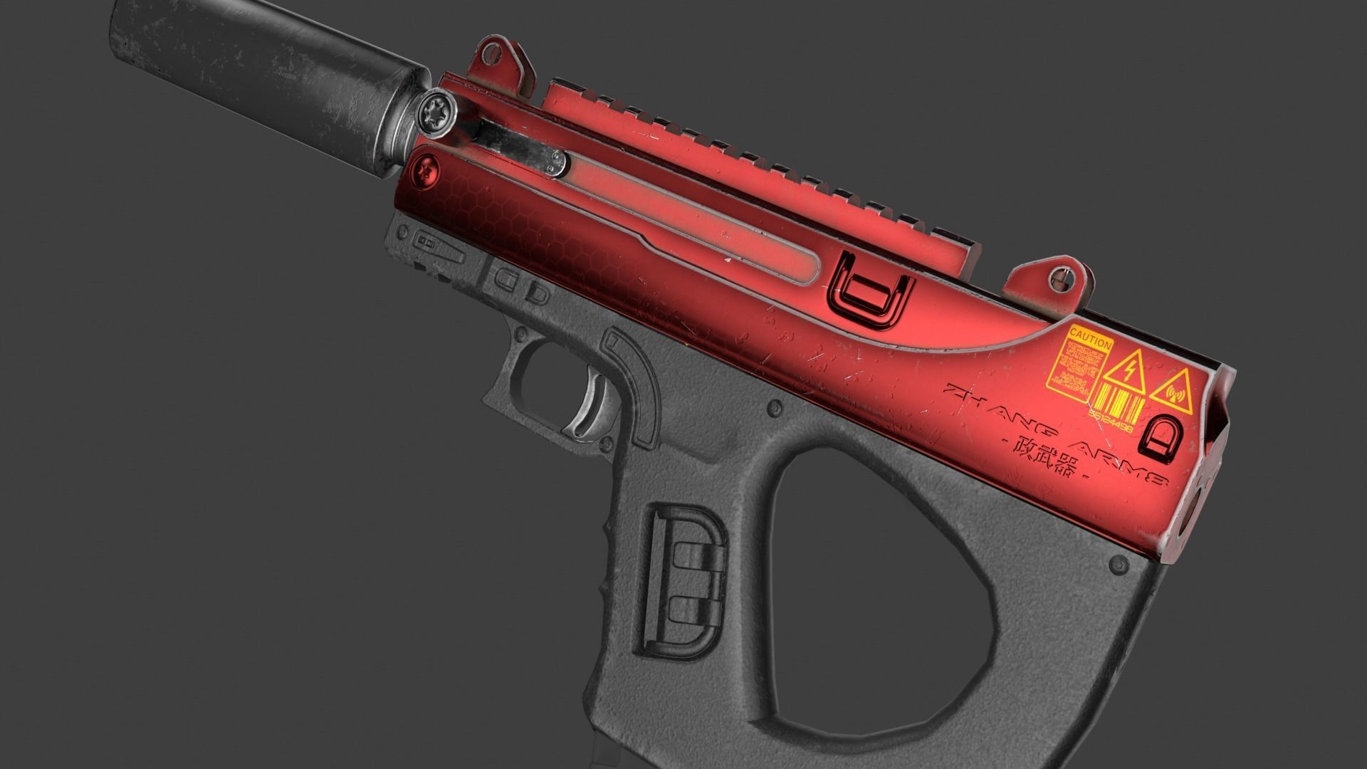 Futuristic SMG Low-poly 3D model_2