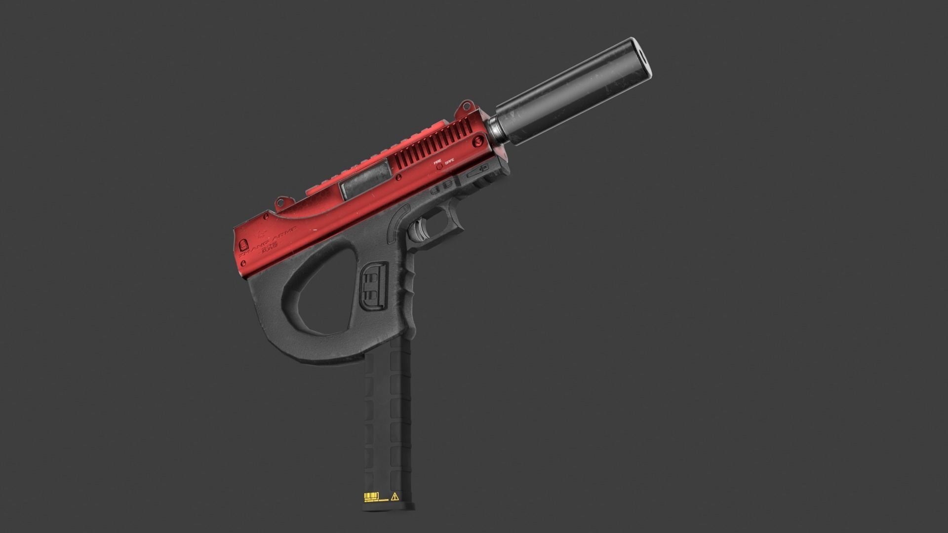 Futuristic SMG Low-poly 3D model_1