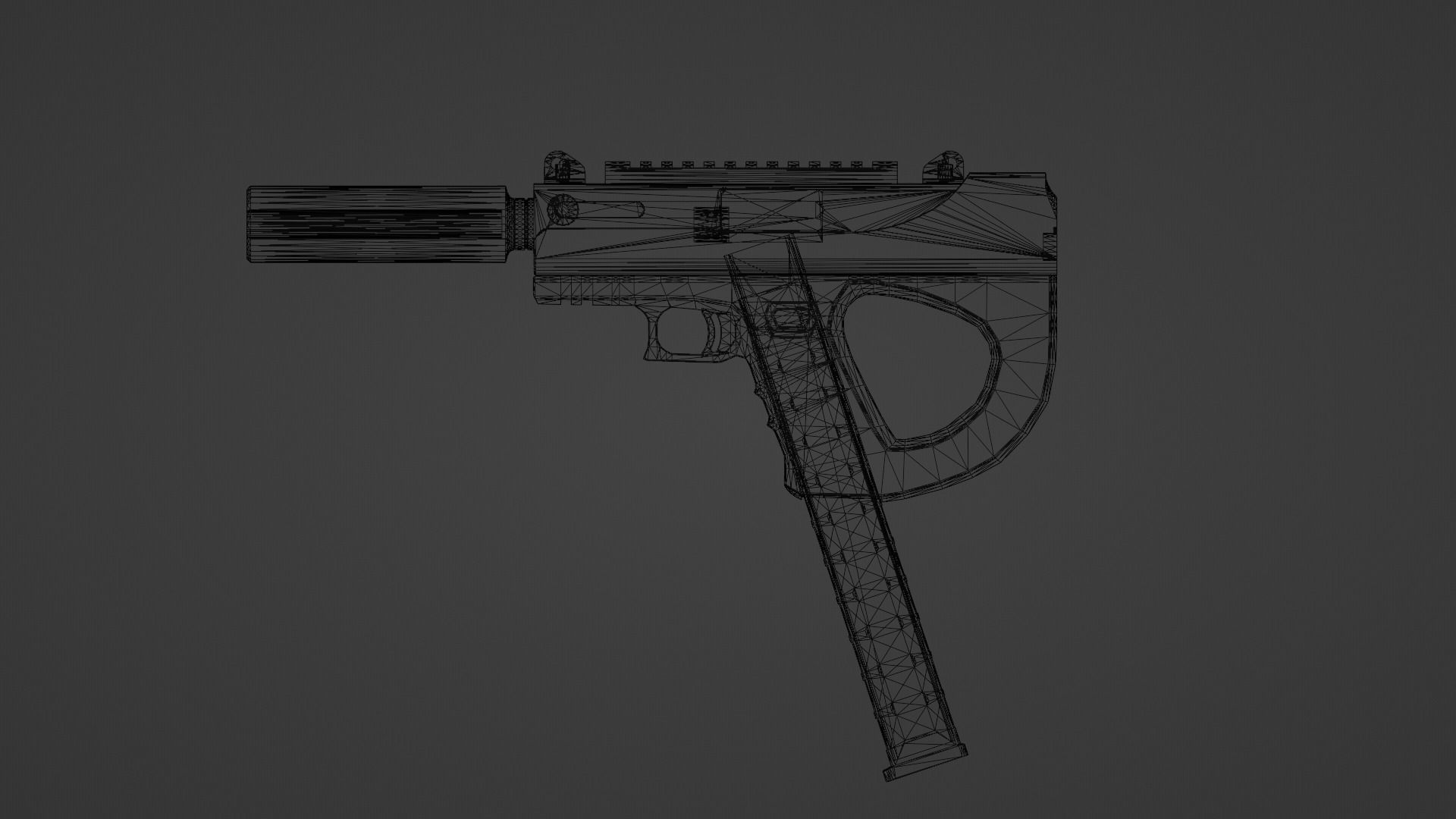 Futuristic SMG Low-poly 3D model_3