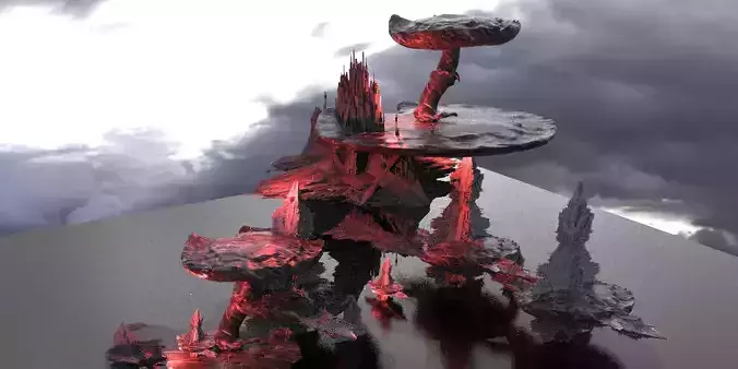 Sci-Fi Dark Alice Themed Mushroom Town 2 3D model