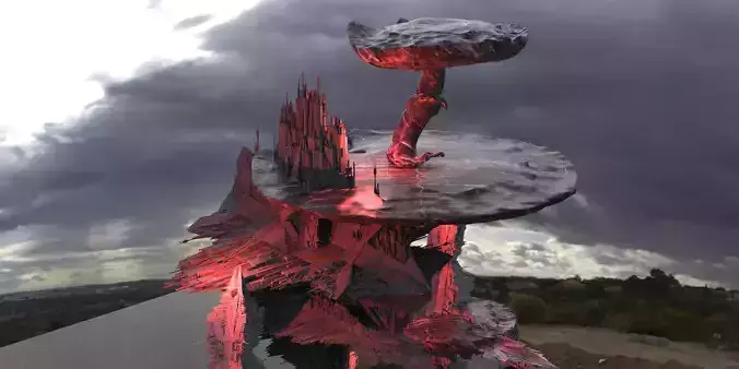Sci-Fi Dark Alice Themed Mushroom Town 3  3D model