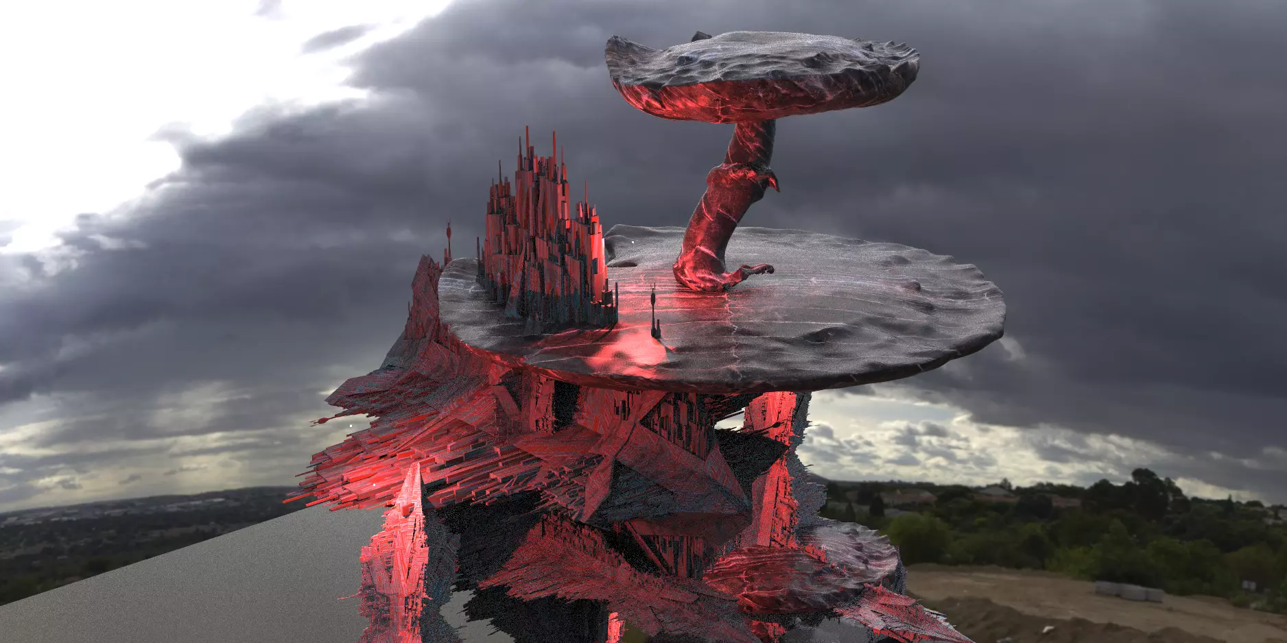 Sci-Fi Dark Alice Themed Mushroom Town 3  3D model_0