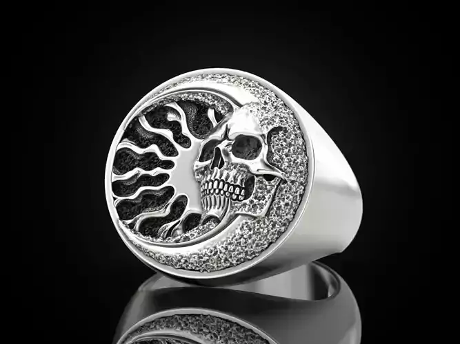 Skull moon sun ring 3D print model