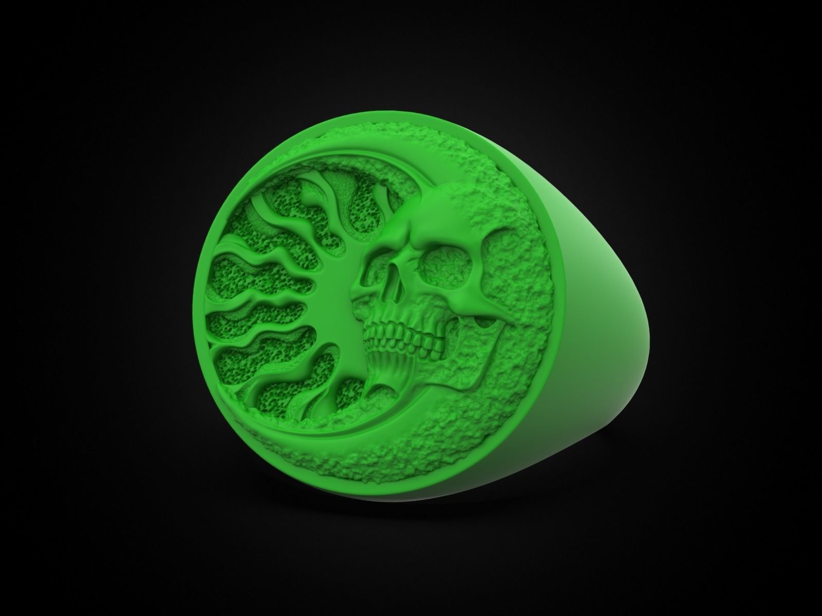 Skull moon sun ring 3D print model_9