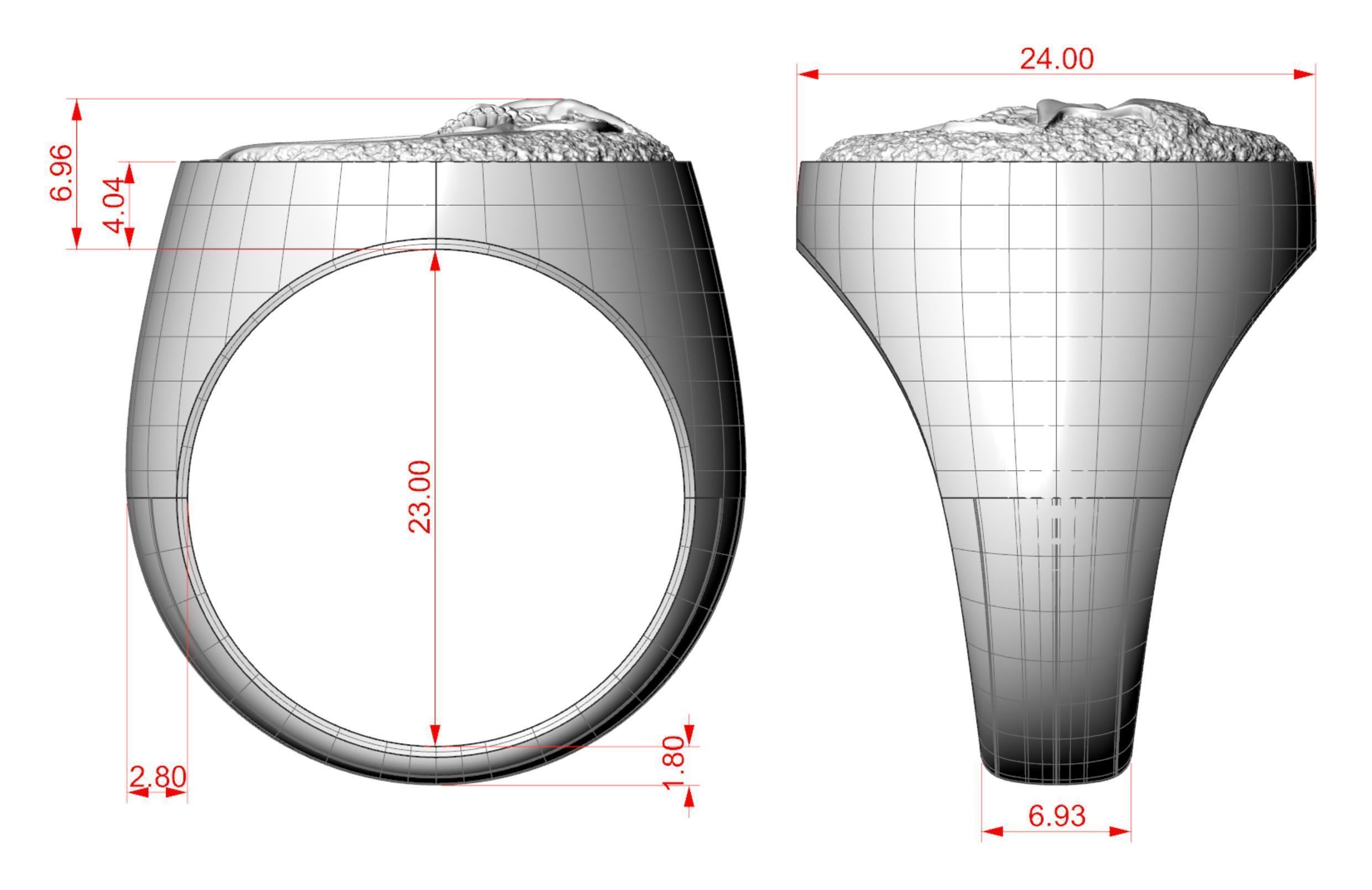 Skull moon sun ring 3D print model_10