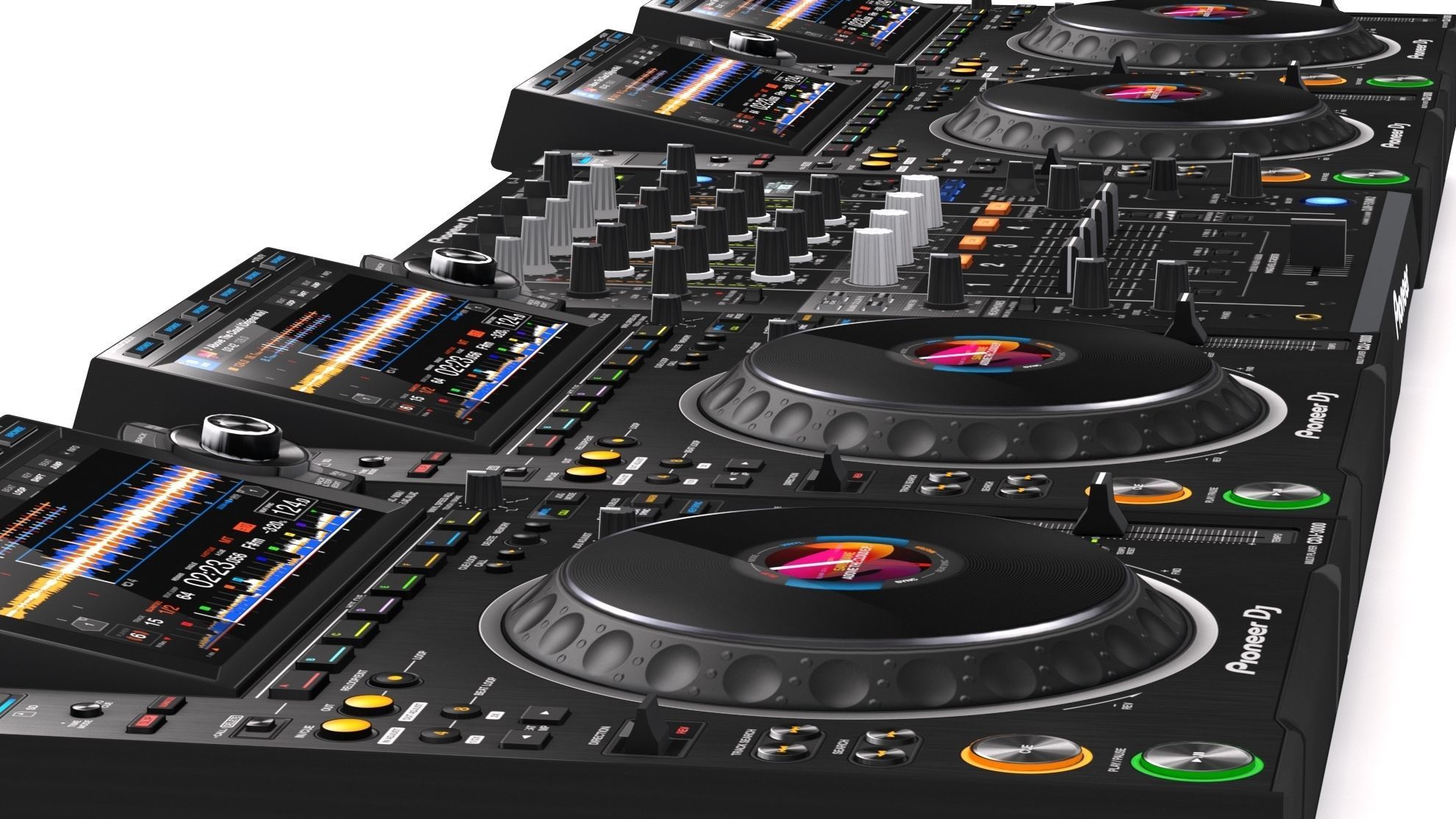 Pioneer DJ Set 3 DJM0750 MK2 and CDJ 3000 Nexus 3D model_5