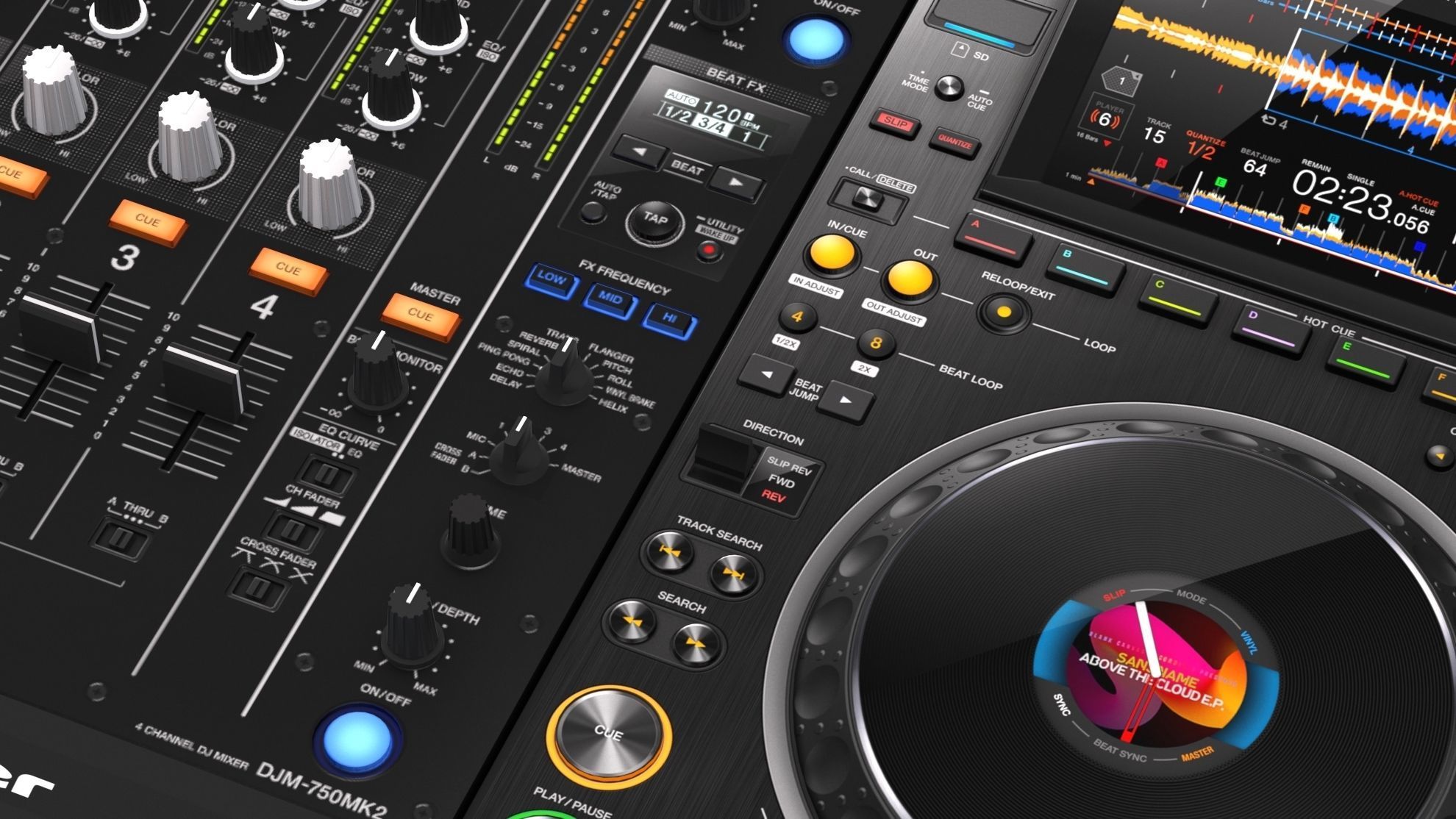 Pioneer DJ Set 3 DJM0750 MK2 and CDJ 3000 Nexus 3D model_3