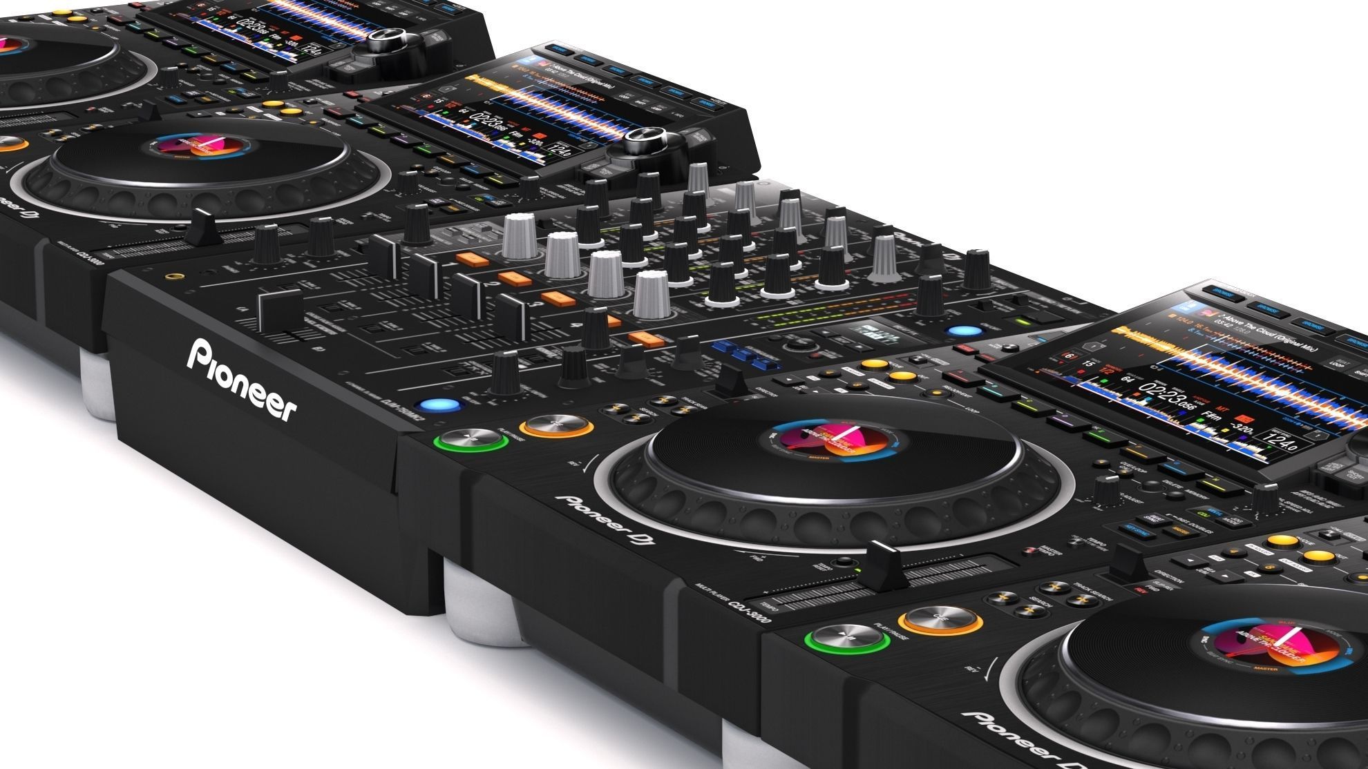 Pioneer DJ Set 3 DJM0750 MK2 and CDJ 3000 Nexus 3D model_1