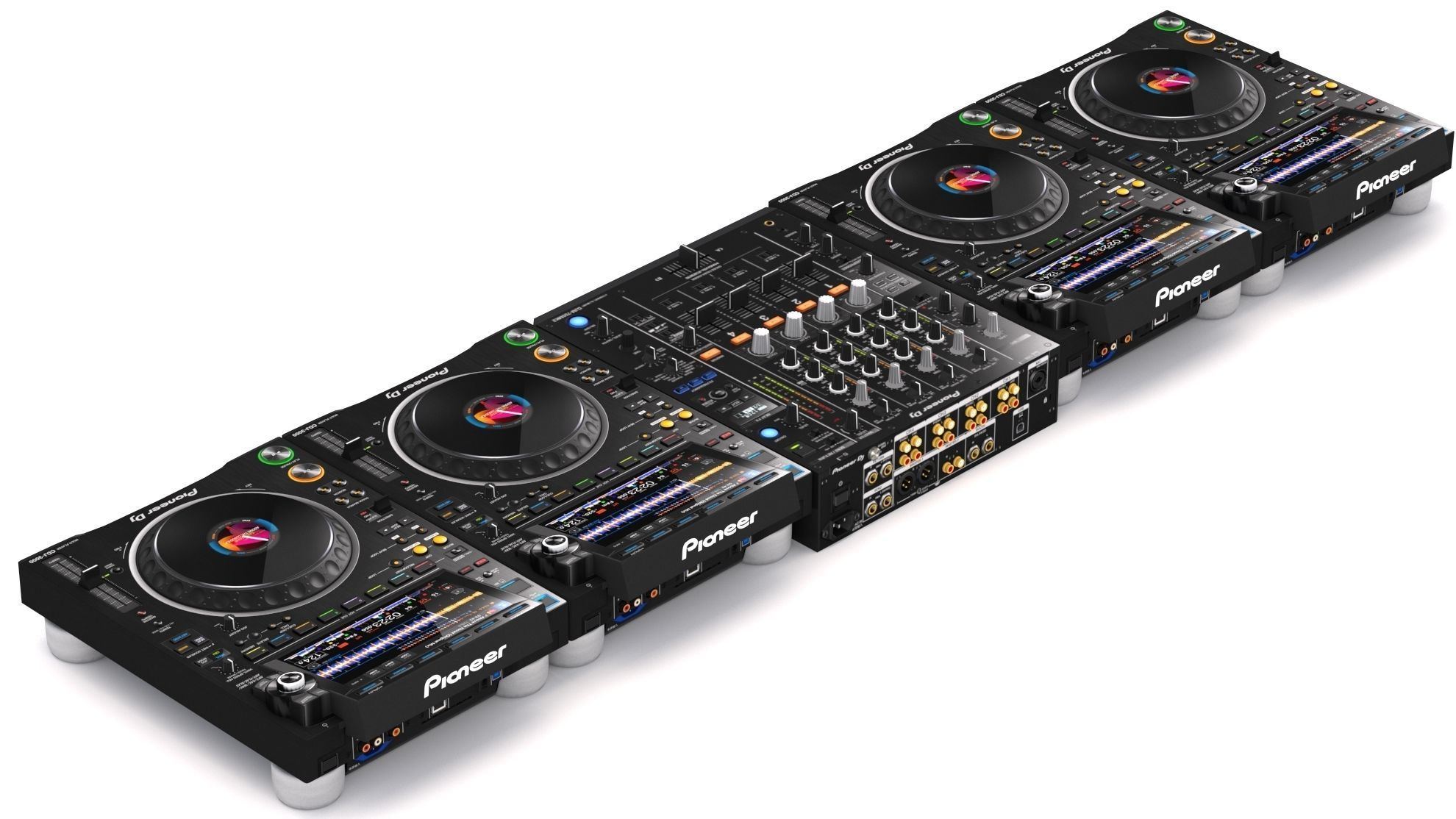 Pioneer DJ Set 3 DJM0750 MK2 and CDJ 3000 Nexus 3D model_4