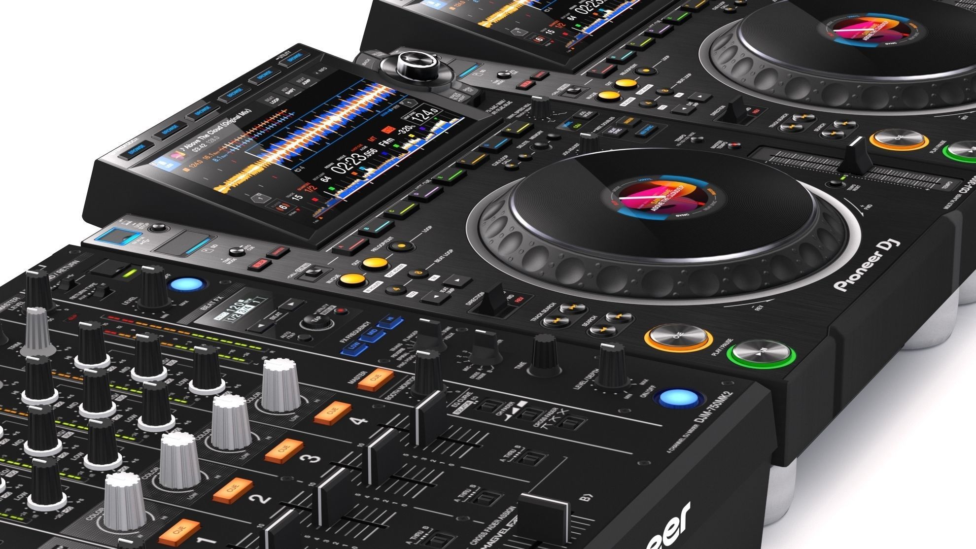 Pioneer DJ Set 3 DJM0750 MK2 and CDJ 3000 Nexus 3D model_2