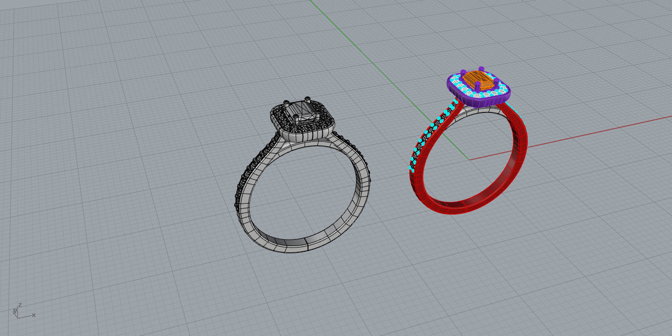 Solitaire with halo diamonds and emerald cut center stone 3D print model_6