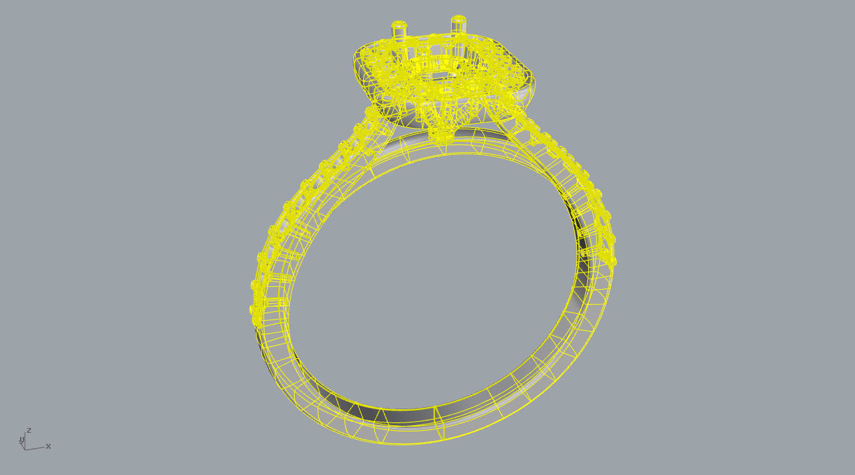 Solitaire with halo diamonds and emerald cut center stone 3D print model_12