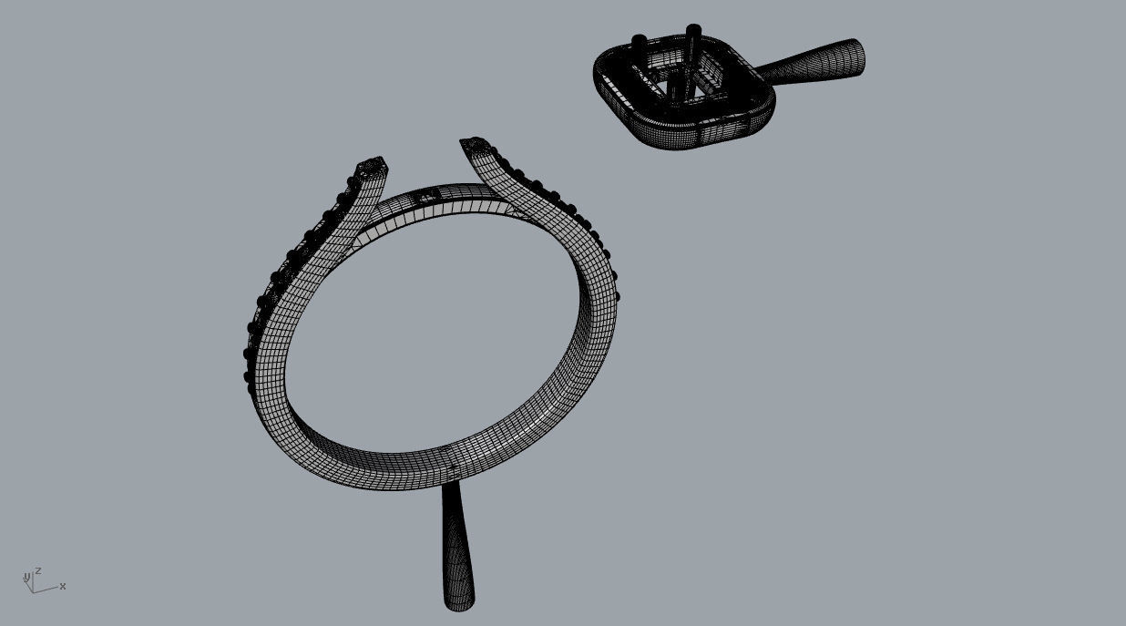 Solitaire with halo diamonds and emerald cut center stone 3D print model_11