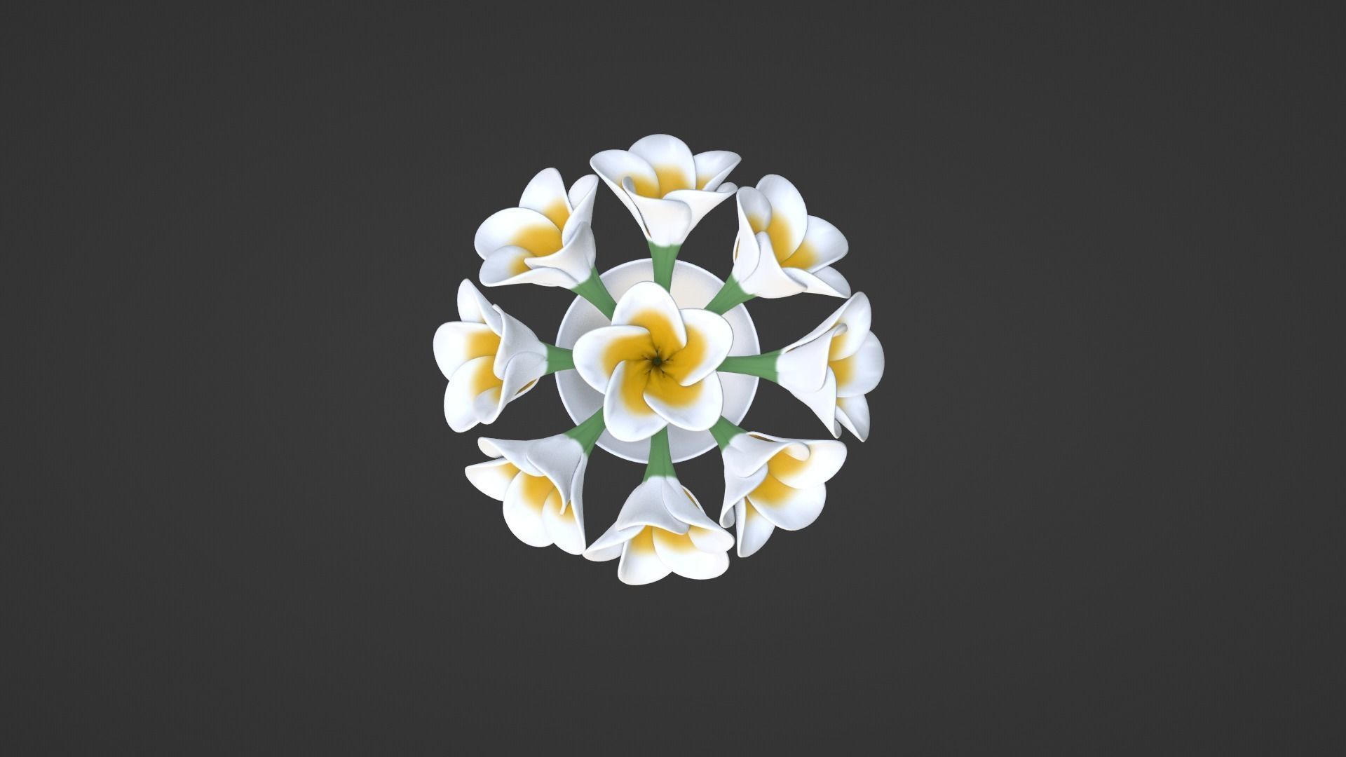 Decor bouquet of flowers in a porcelain vase 1 3D model_11