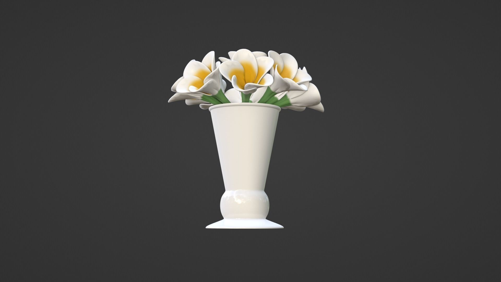 Decor bouquet of flowers in a porcelain vase 1 3D model_7