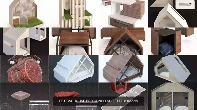 PET CAT HOUSE BED CONDO SHELTER 3D Model Collection