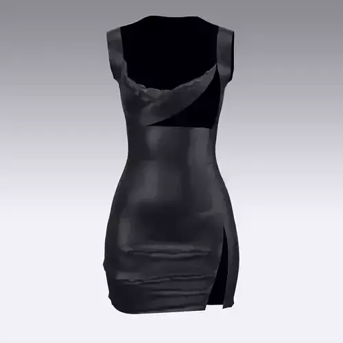 DRESS LEATHER BLACK SLIT SKIRT ELASTIC LOOK WOMAN FASHION