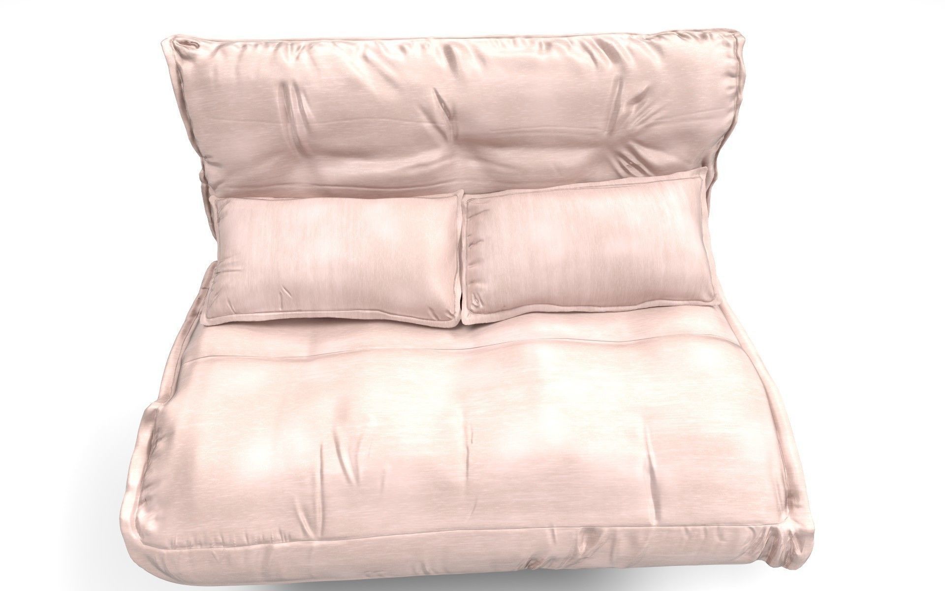 Bed with billows Low-poly 3D model_5