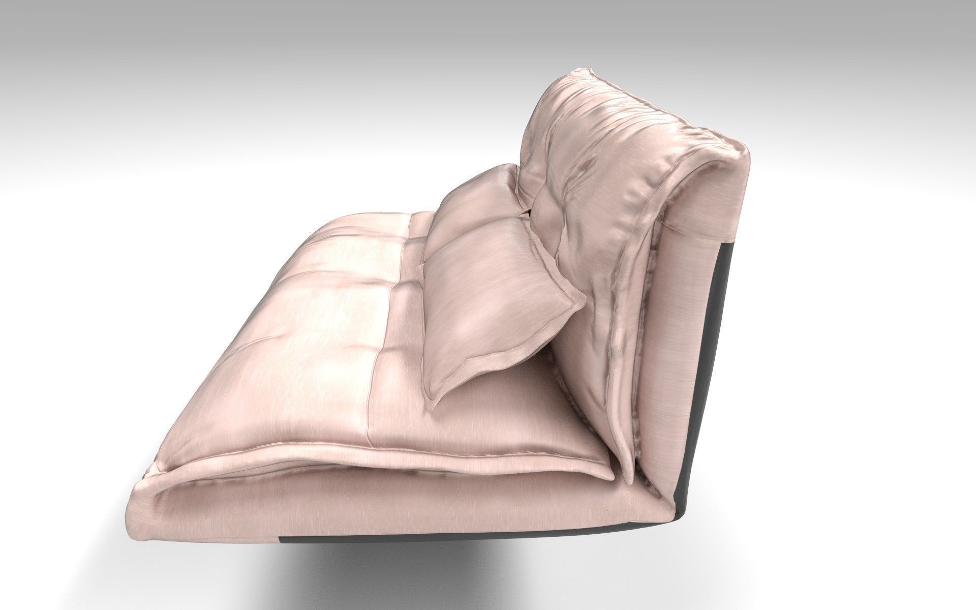 Bed with billows Low-poly 3D model_7