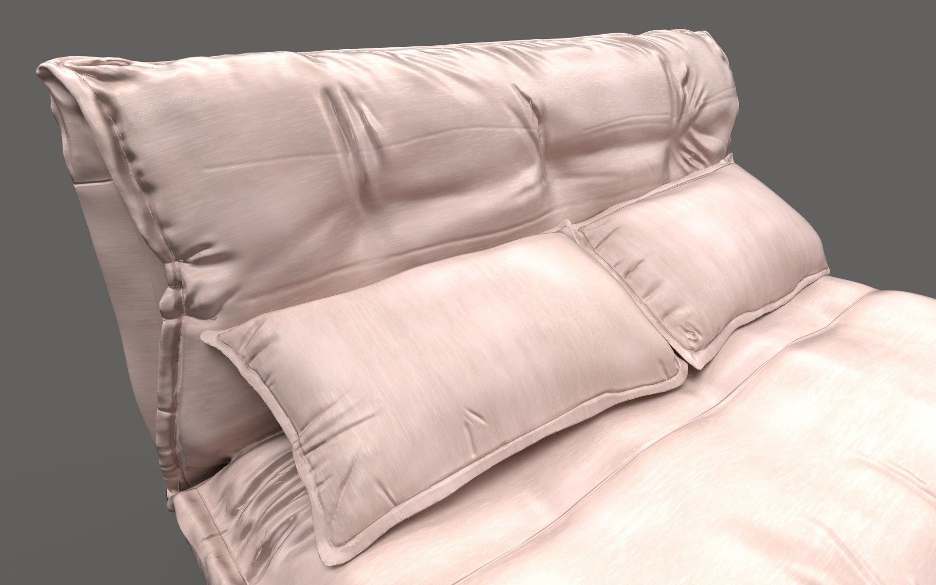 Bed with billows Low-poly 3D model_9