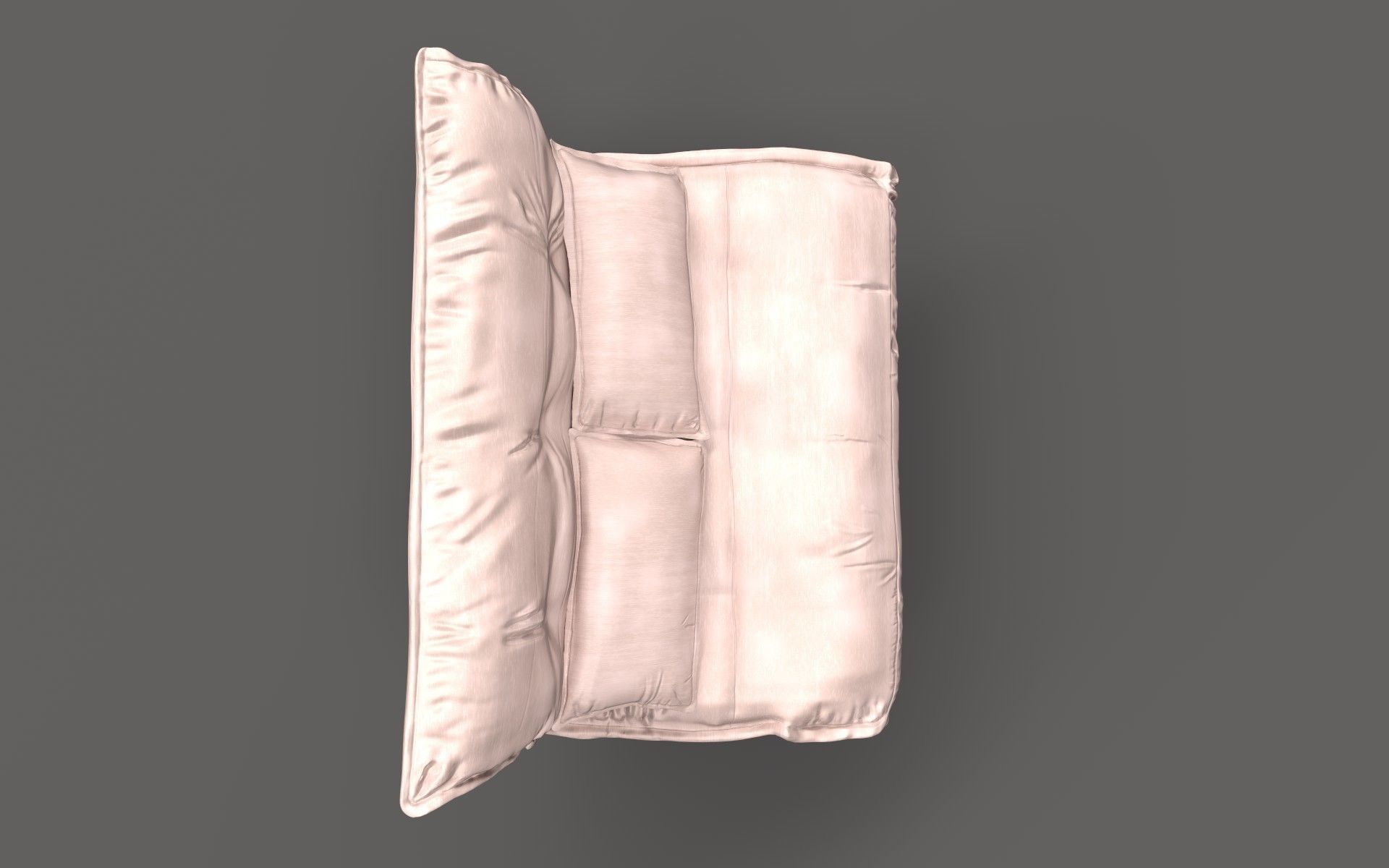 Bed with billows Low-poly 3D model_1