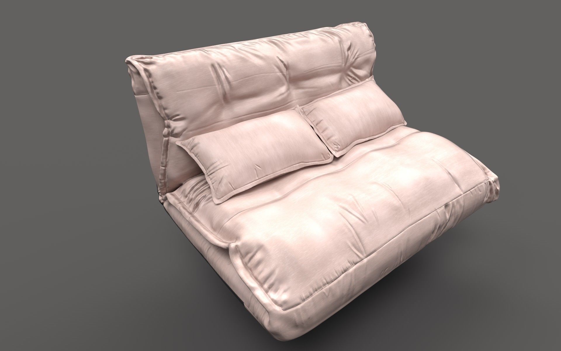 Bed with billows Low-poly 3D model_6
