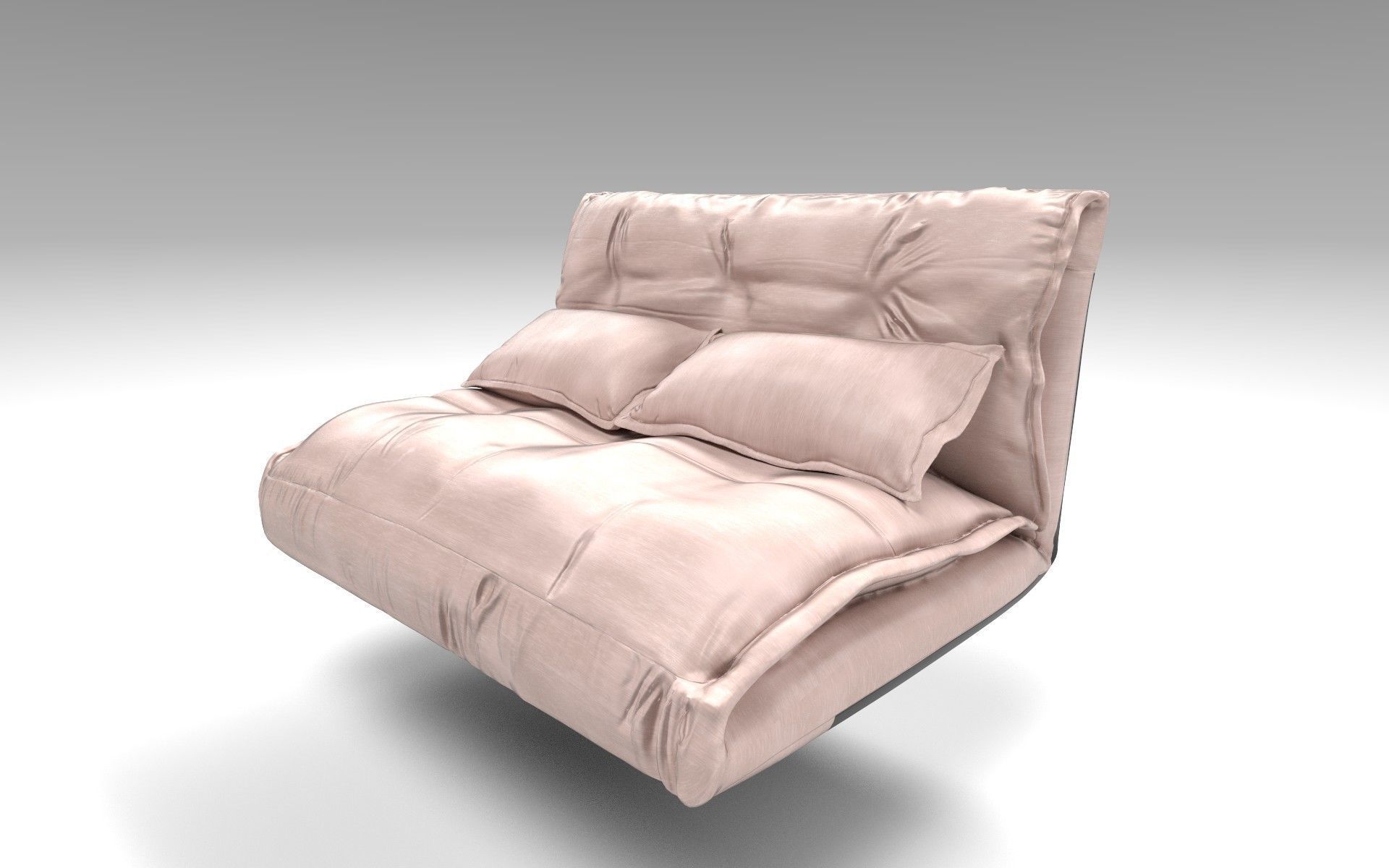 Bed with billows Low-poly 3D model_3