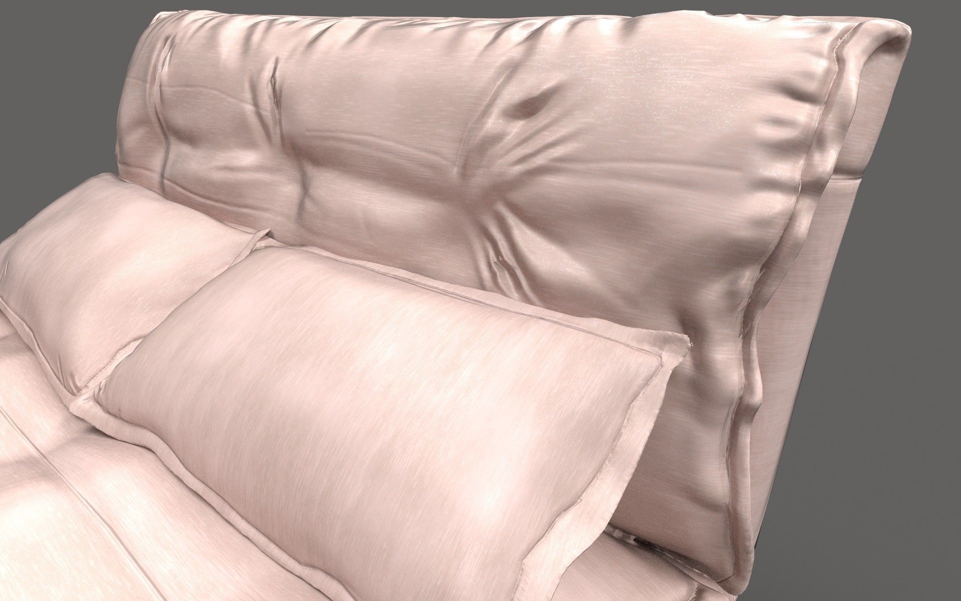 Bed with billows Low-poly 3D model_8