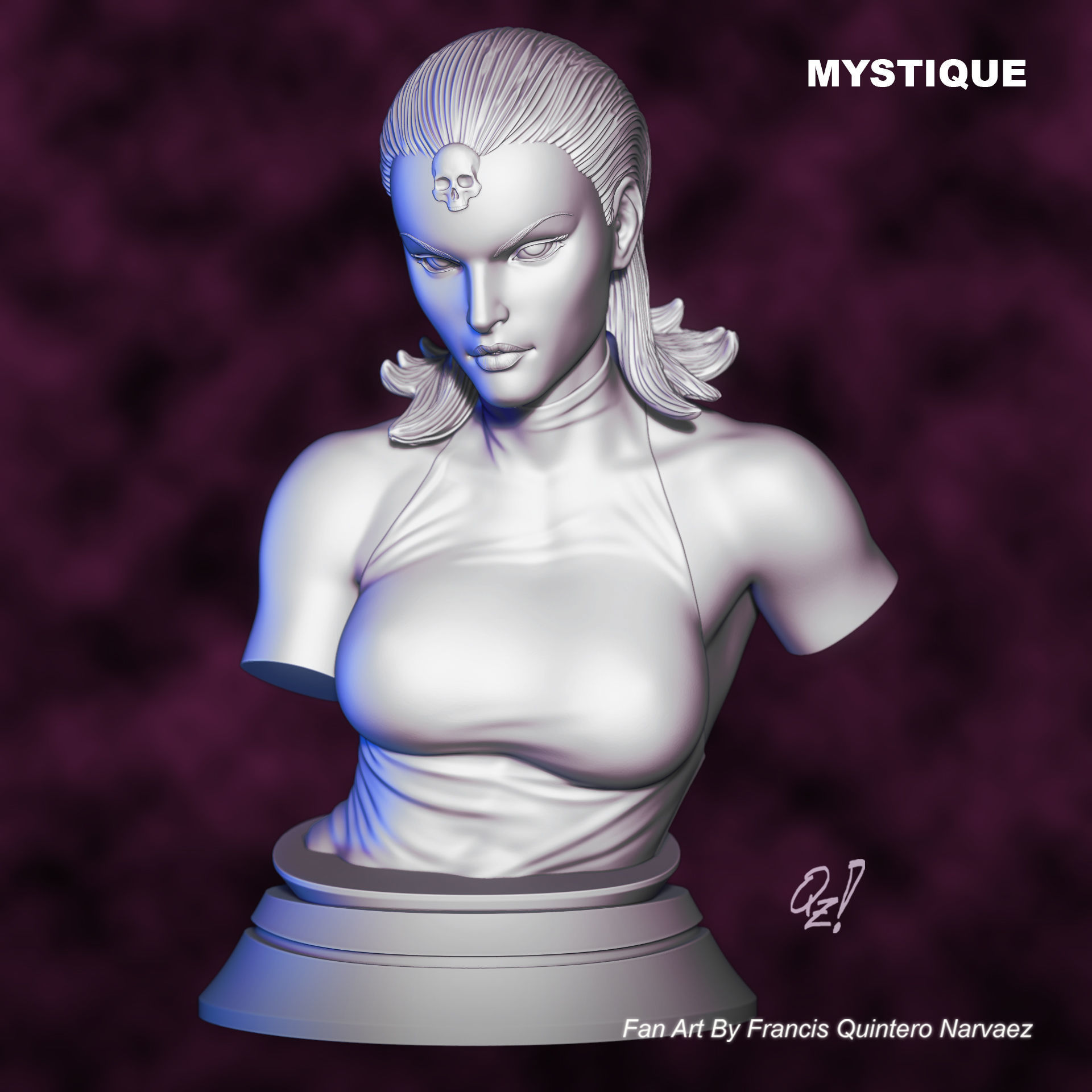 Mystique Bust 3D print model_1