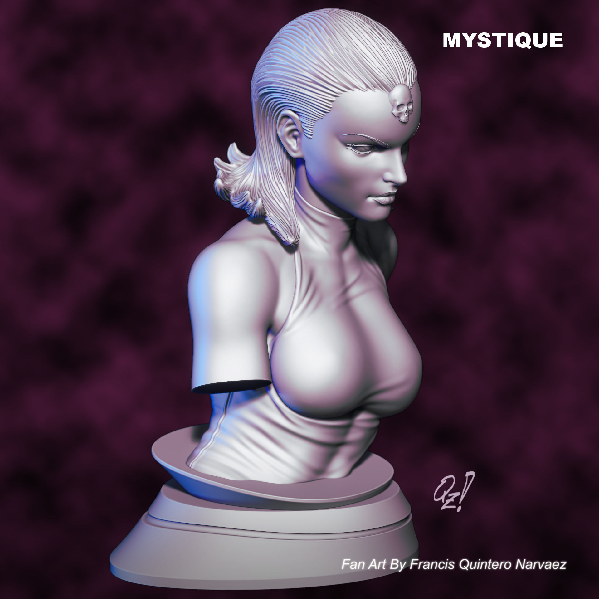 Mystique Bust 3D print model_2