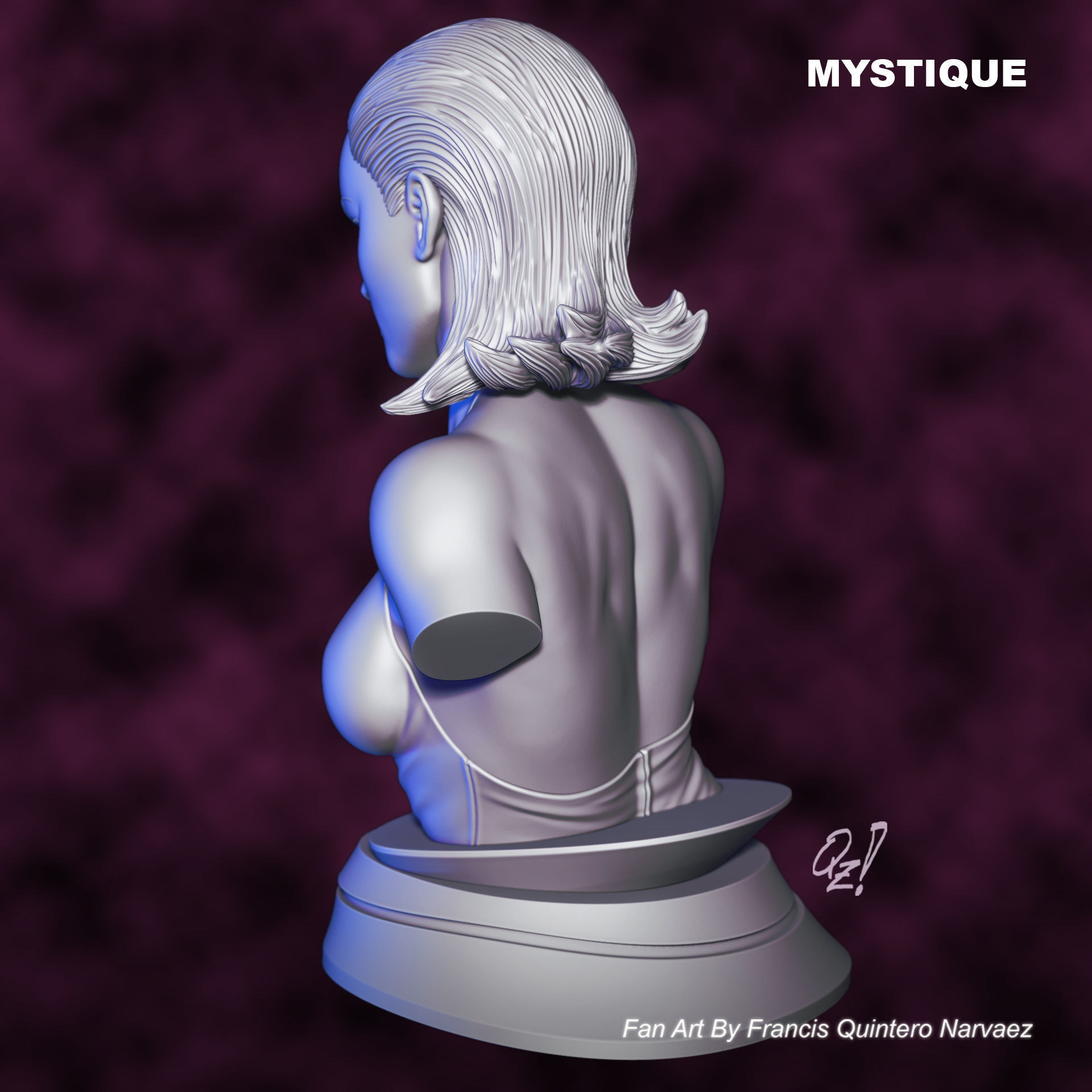 Mystique Bust 3D print model_3