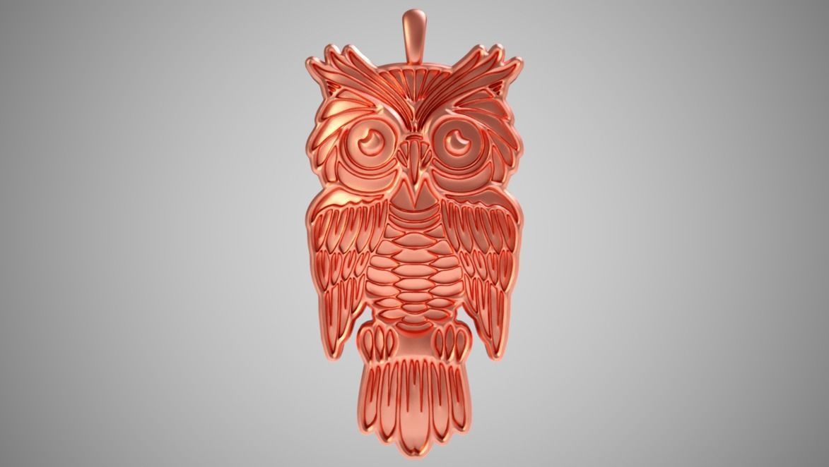 Owl Necklace 2 3D print model_2