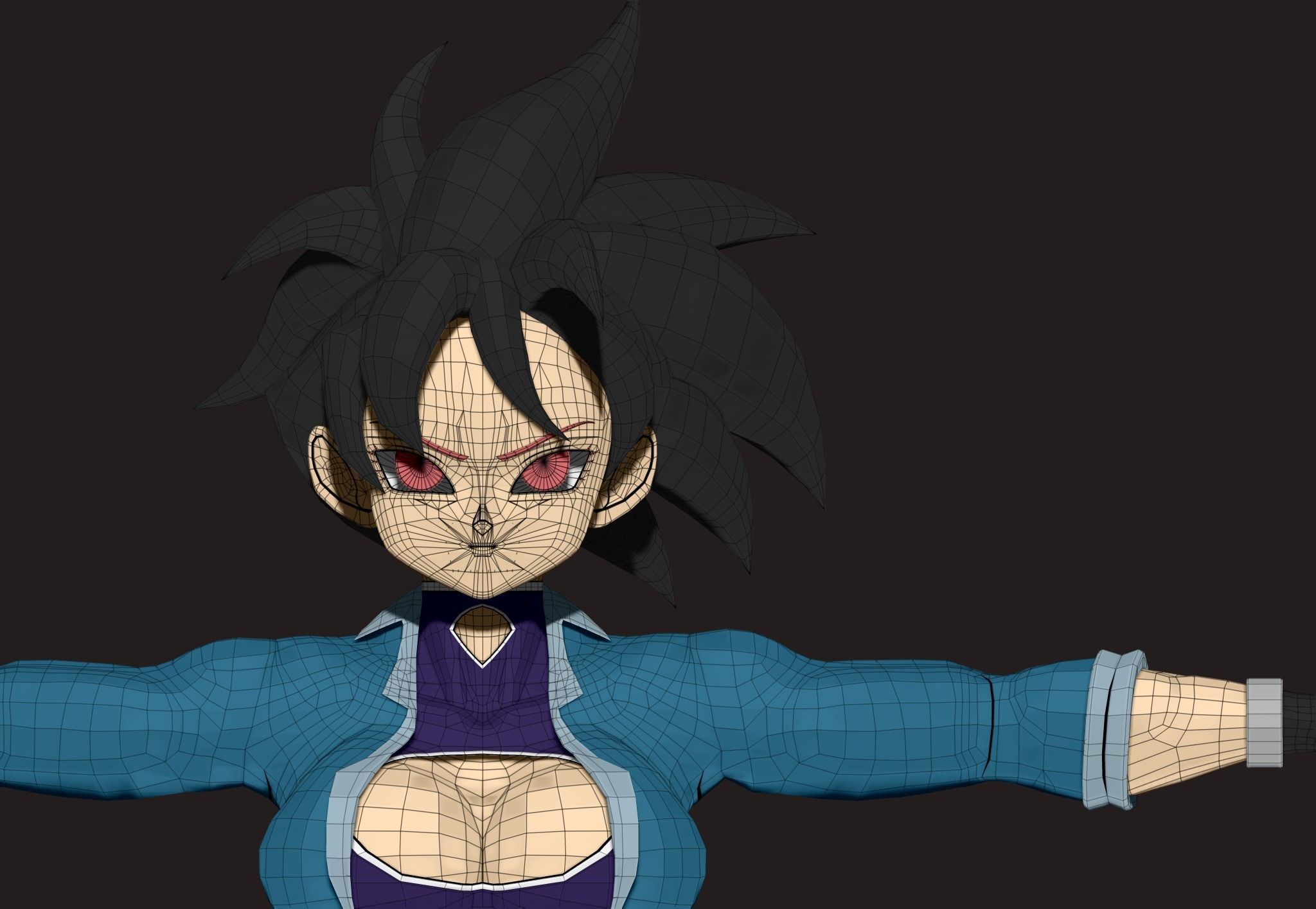 Bella Saiyan low-poly game model Low-poly 3D model_8