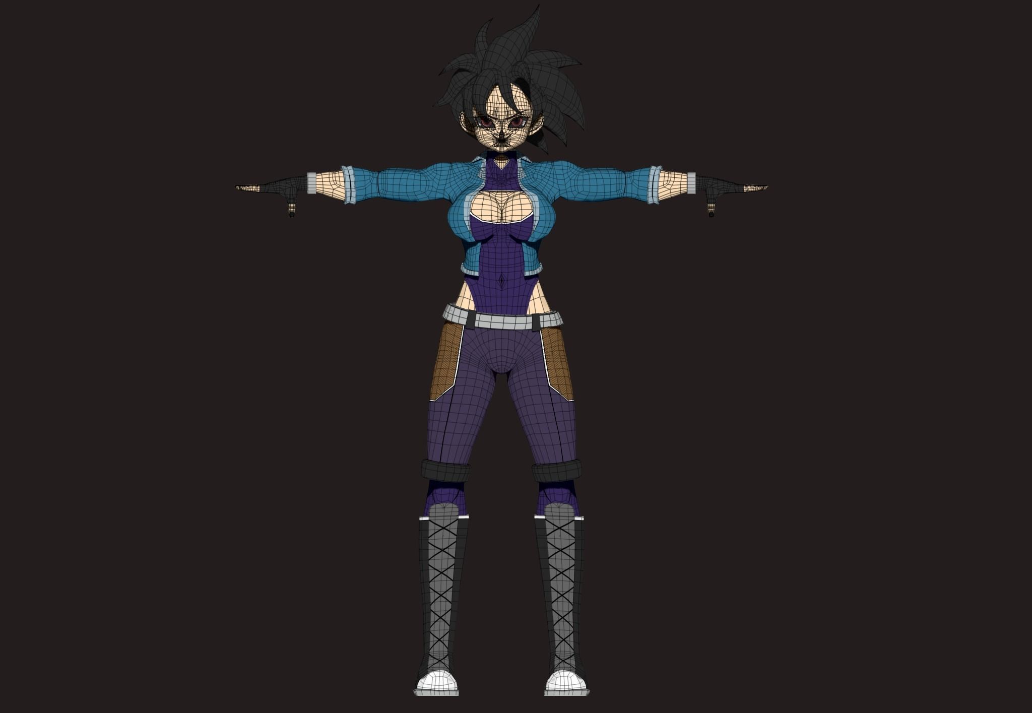 Bella Saiyan low-poly game model Low-poly 3D model_7