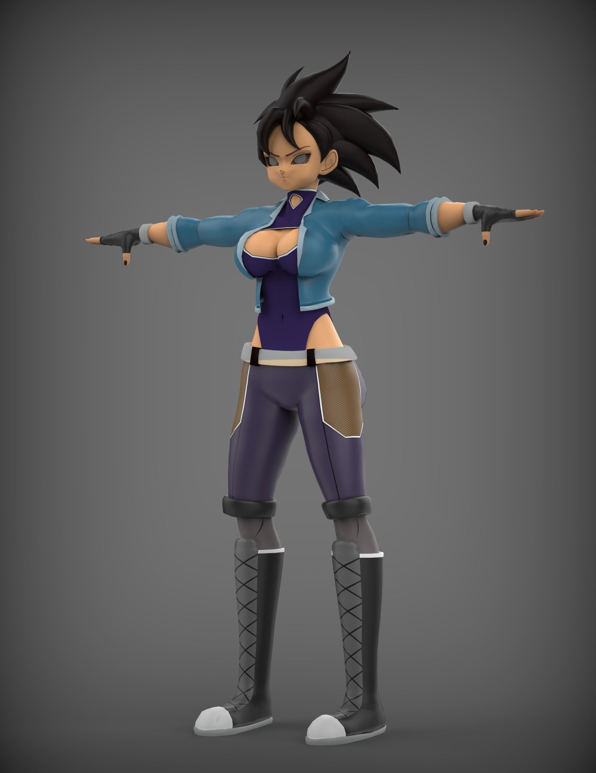 Bella Saiyan low-poly game model Low-poly 3D model_3
