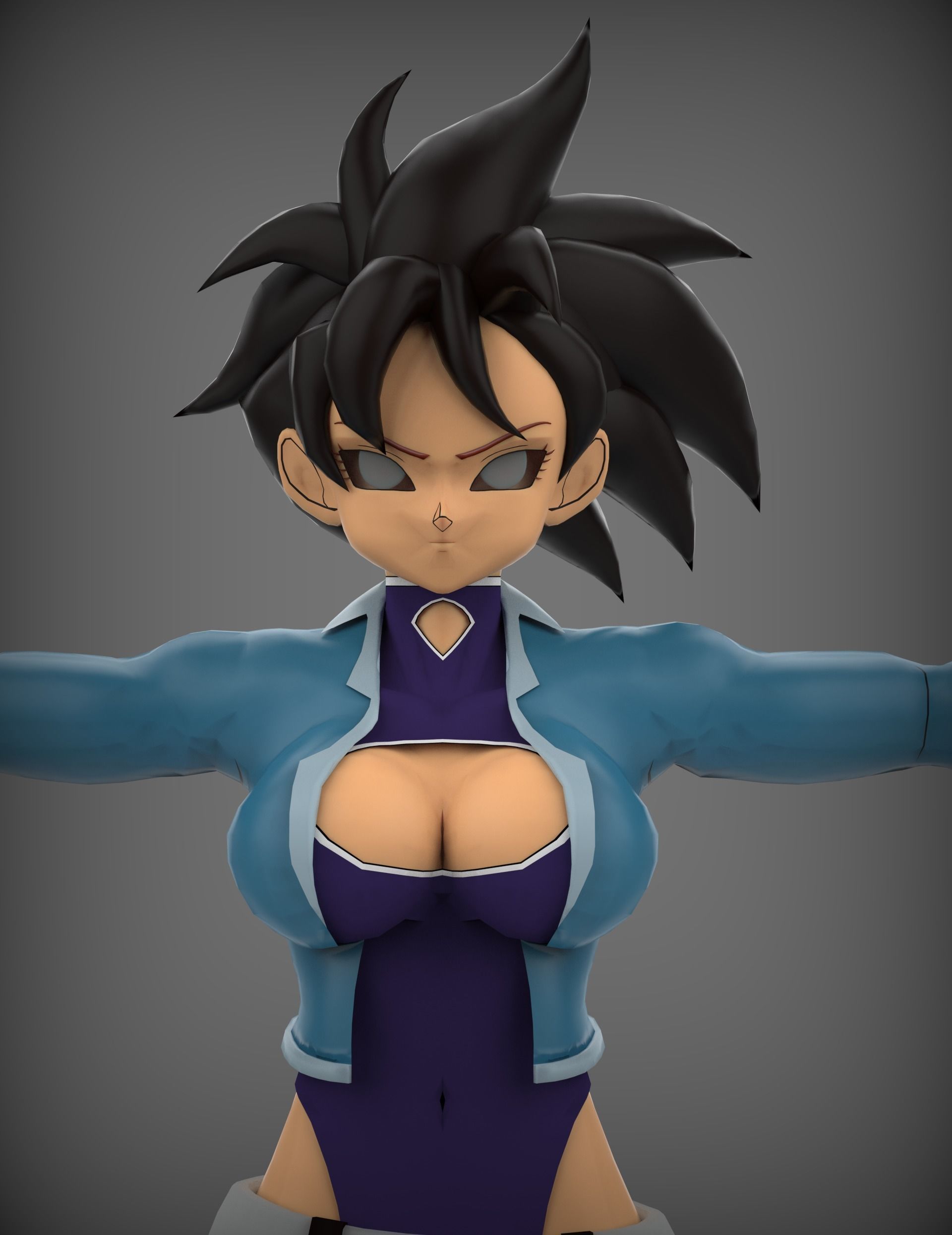 Bella Saiyan low-poly game model Low-poly 3D model_5