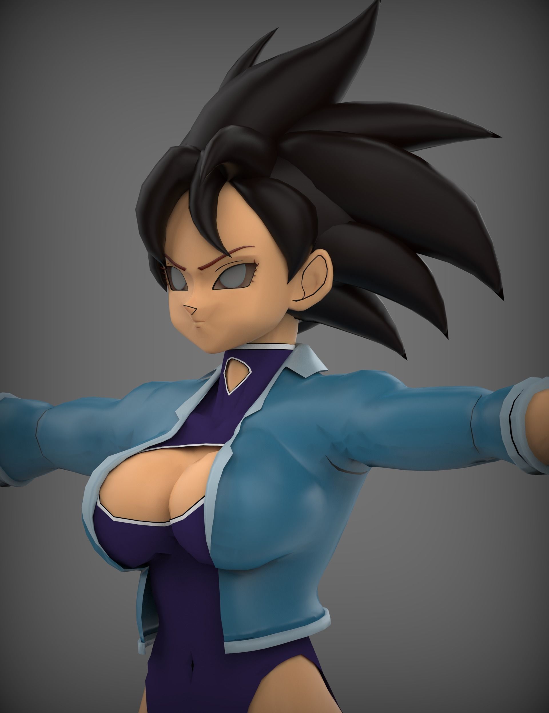 Bella Saiyan low-poly game model Low-poly 3D model_6