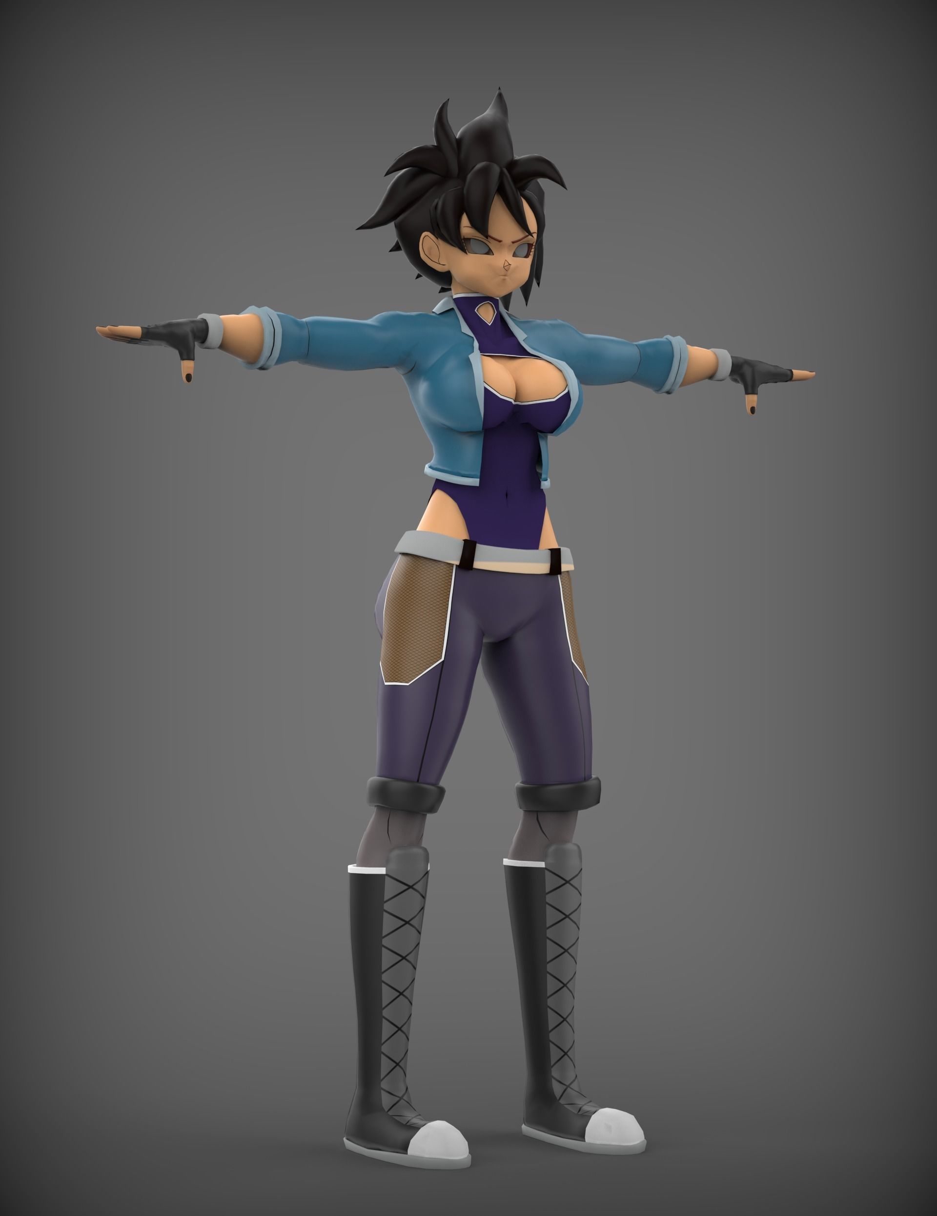 Bella Saiyan low-poly game model Low-poly 3D model_4