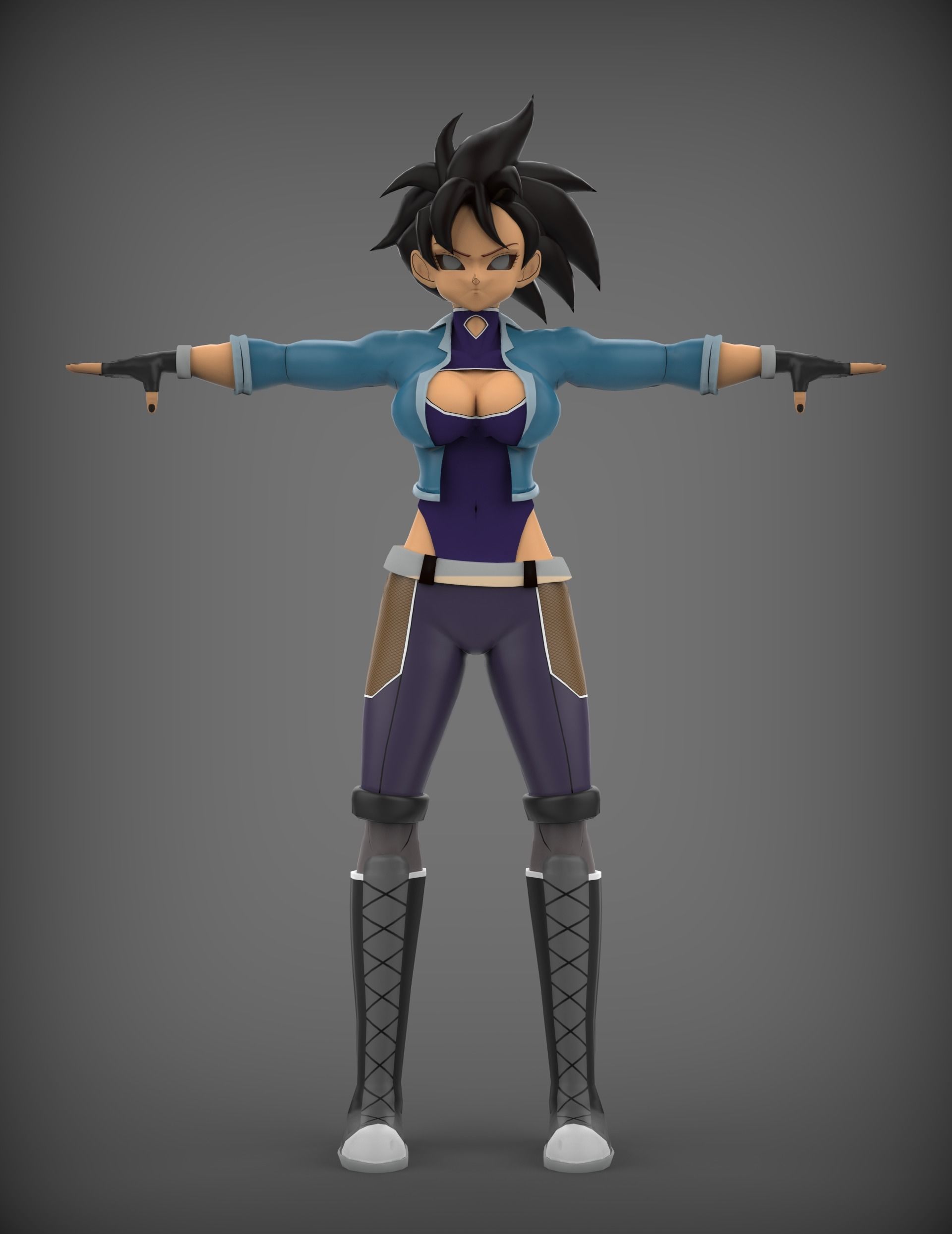 Bella Saiyan low-poly game model Low-poly 3D model_1