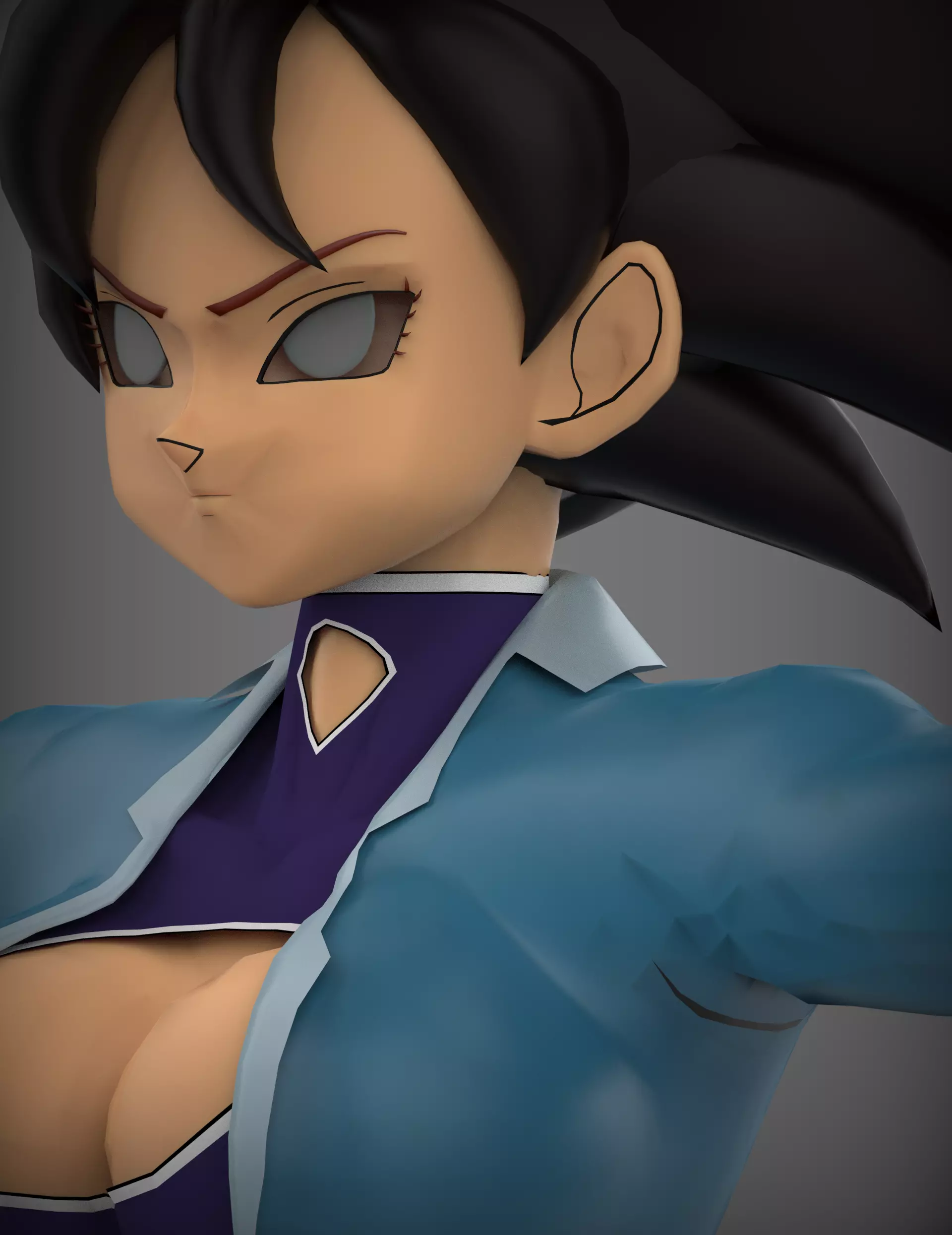 Bella Saiyan low-poly game model Low-poly 3D model_0
