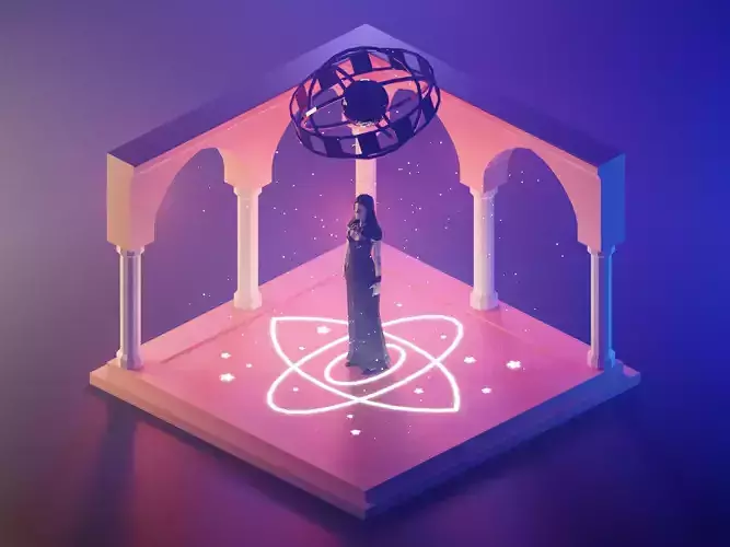 yennefer low poly model render in blender